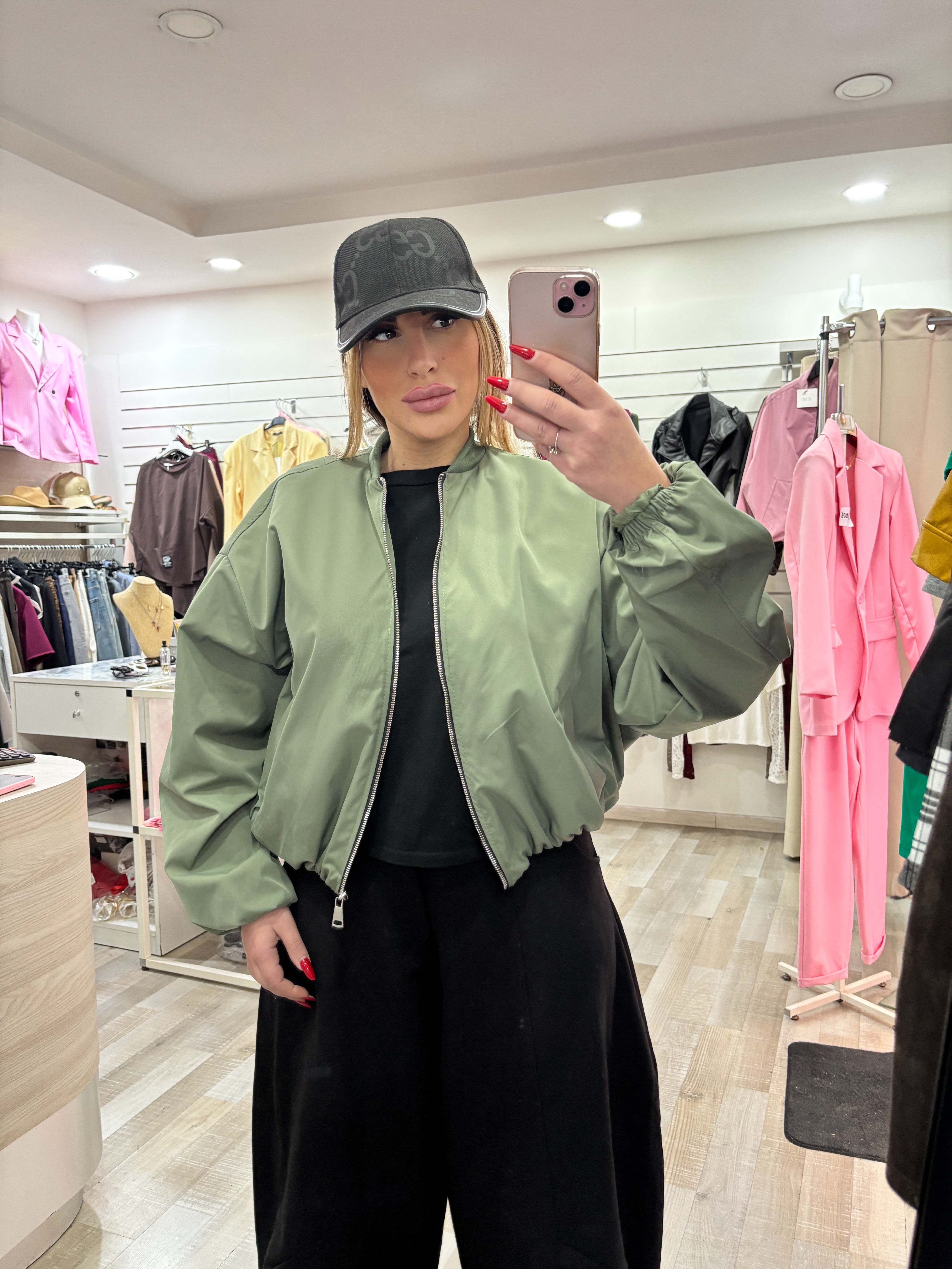 GIUBBINO PRIMAVERILE VERDE MILITARE