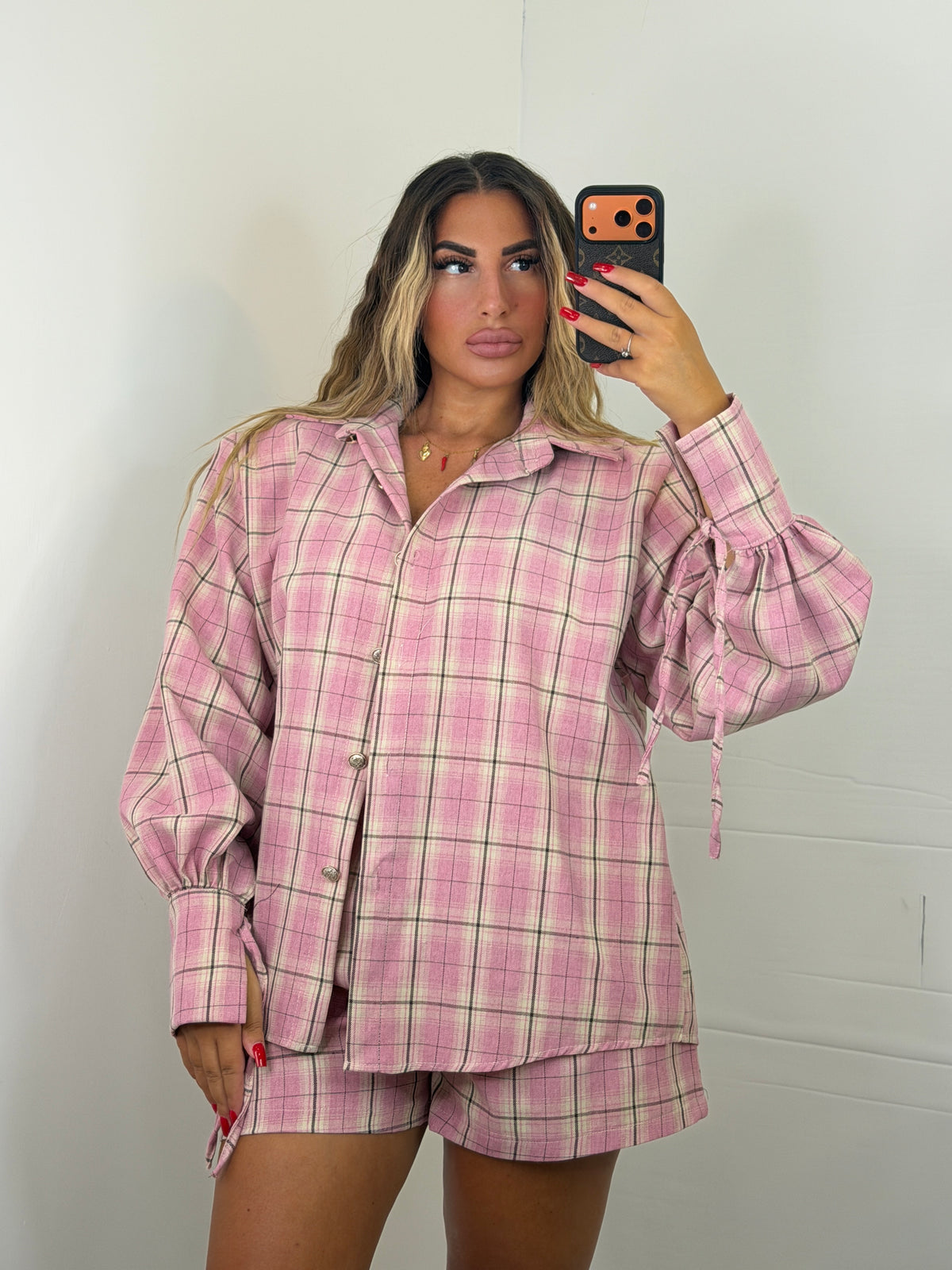 COORDINATO CAMICIA + SHORTS - ROSA