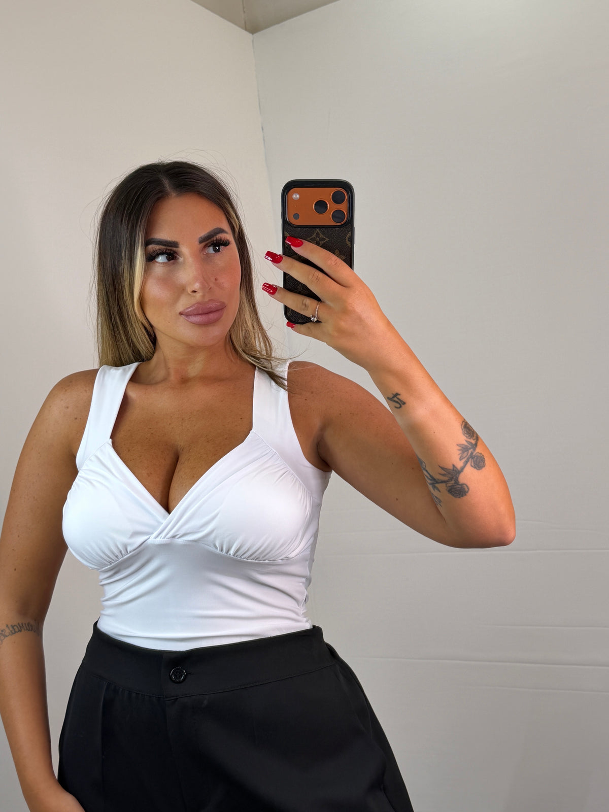 CANOTTA PUSH UP LYCRA BIANCO
