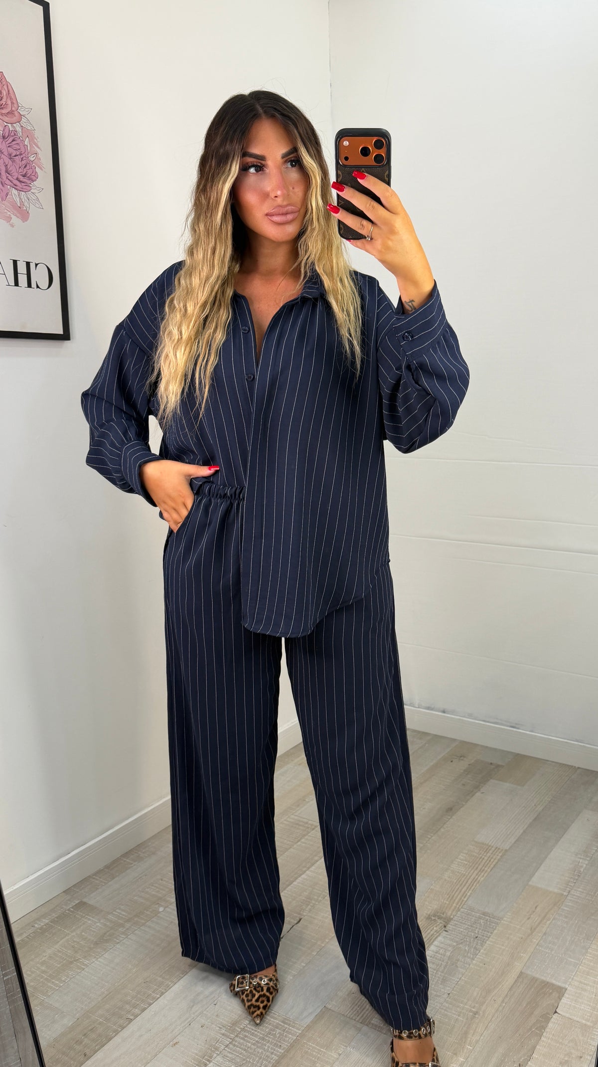 COORDINATO GESSATO BLU NOTTE