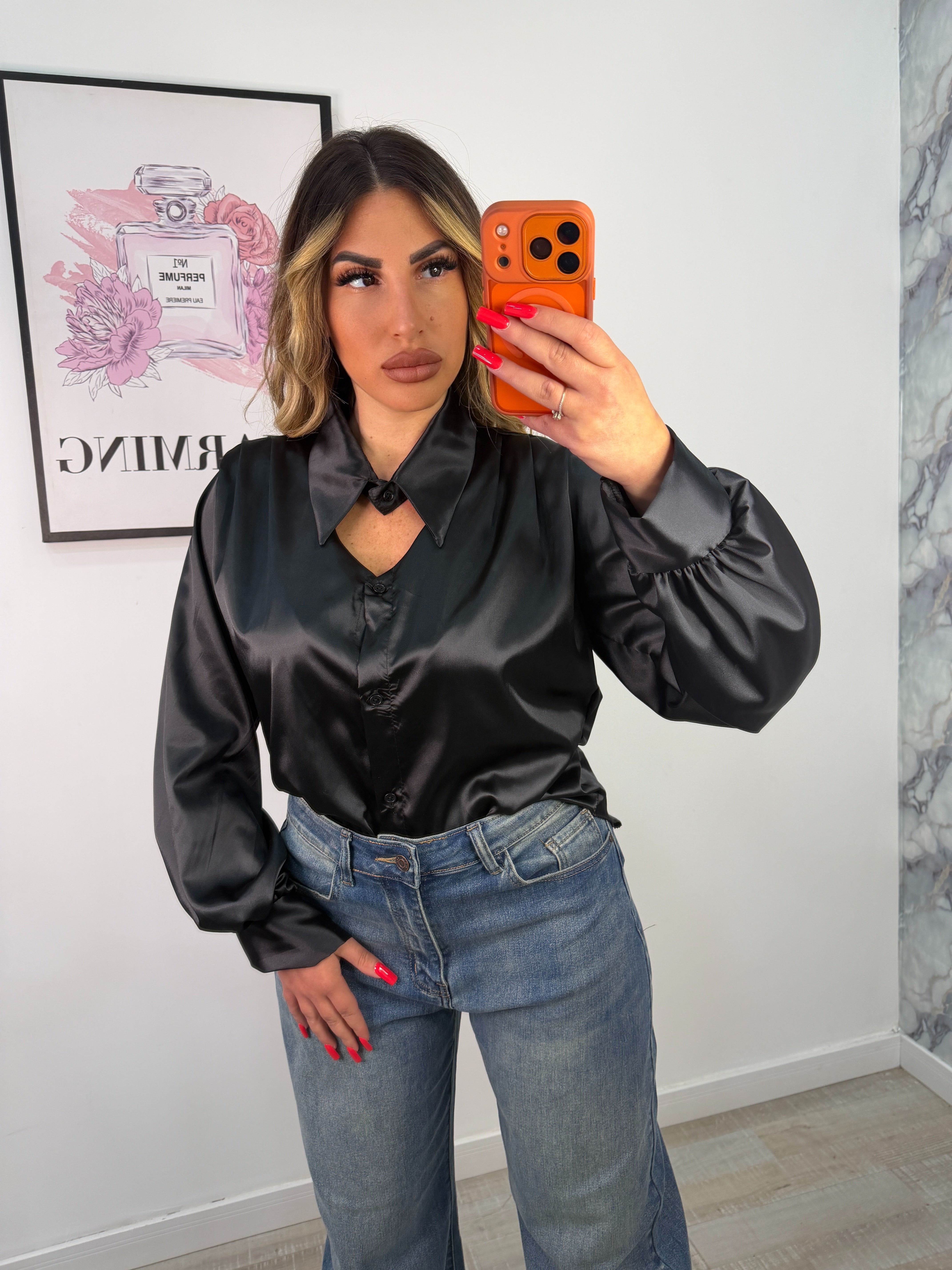 CAMICIA SCOLLO RASO