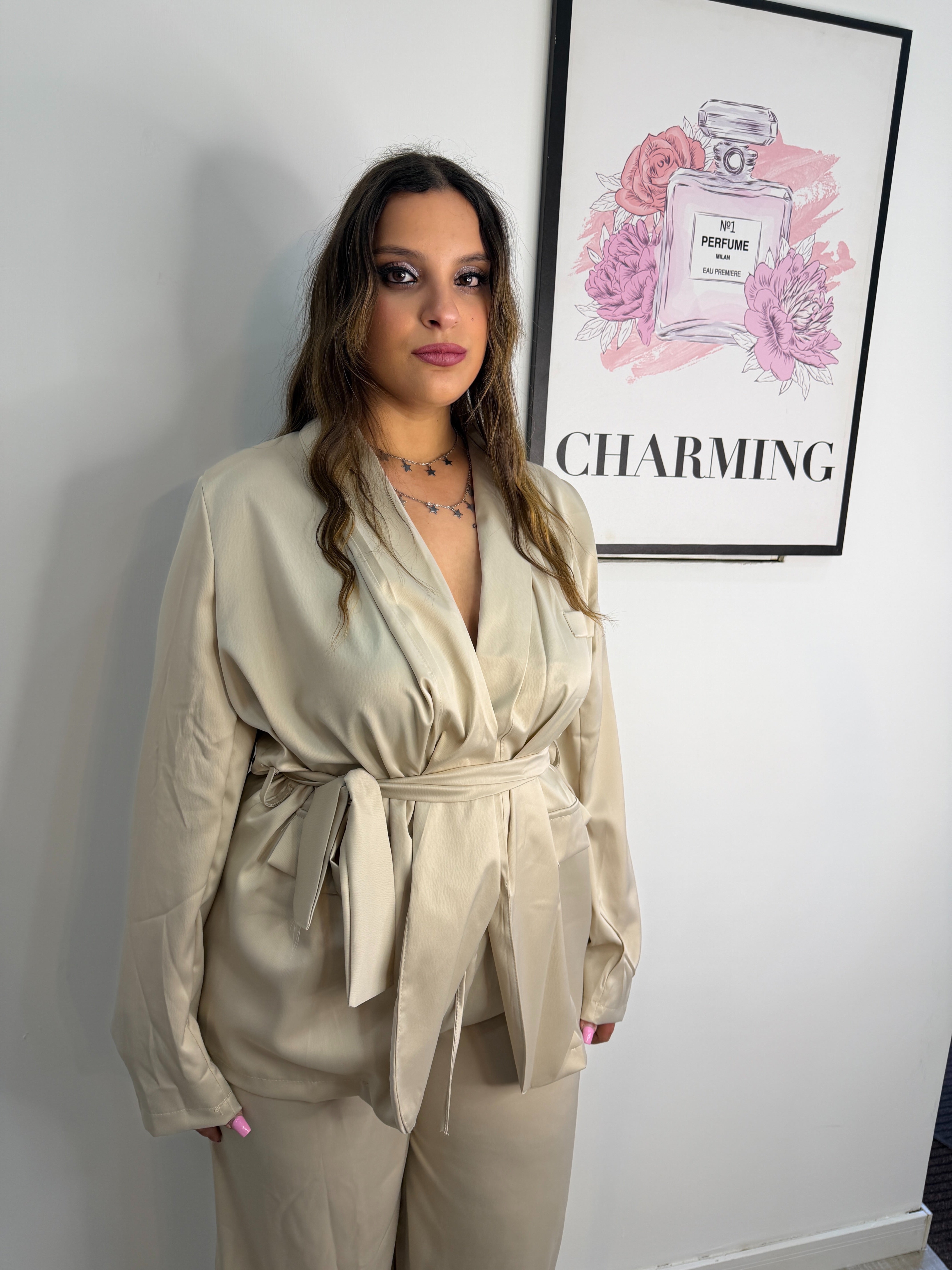 COORDINATO SATIN BEIGE CURVY