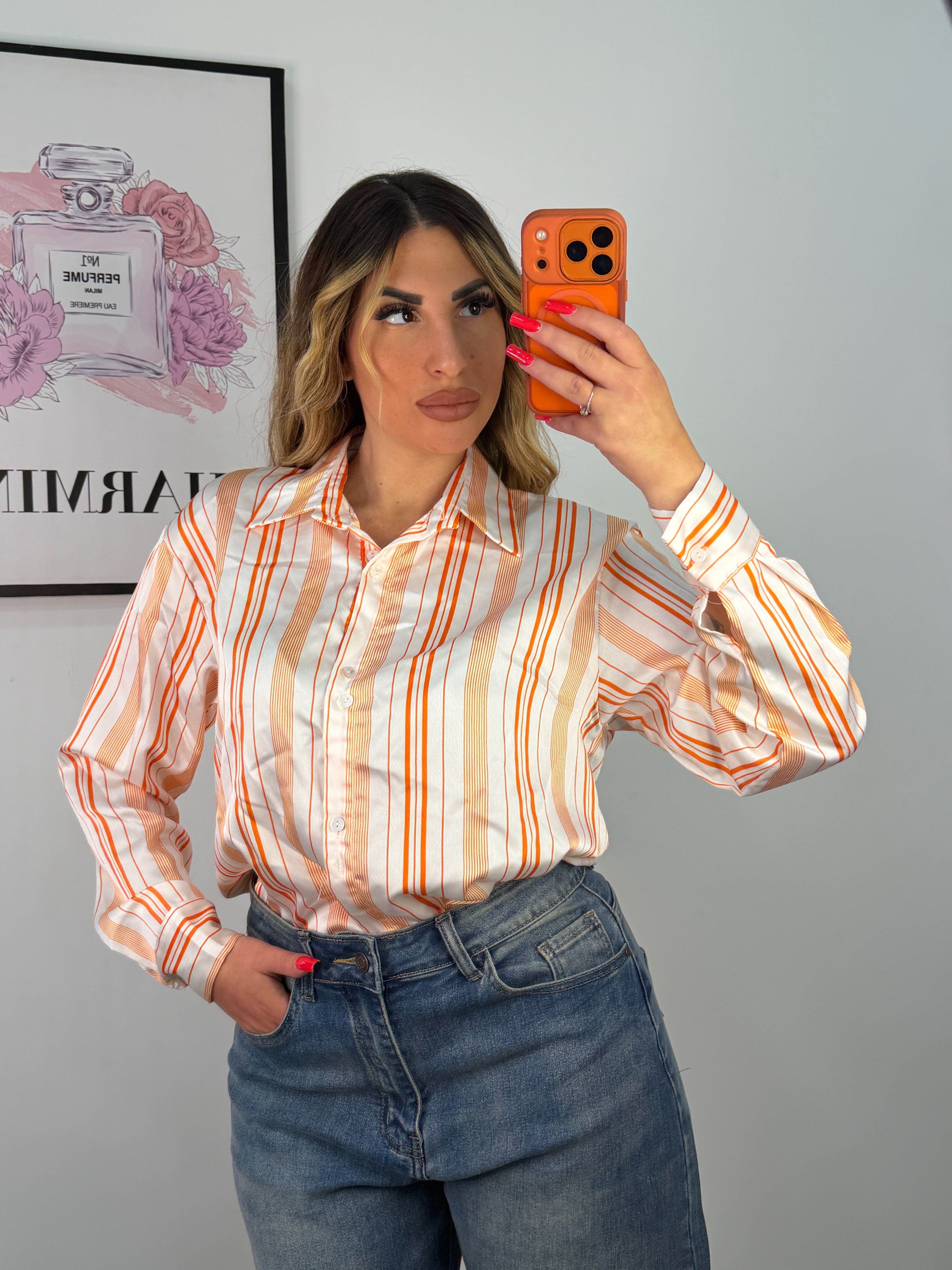 CAMICIA RIGHE ARANCIO