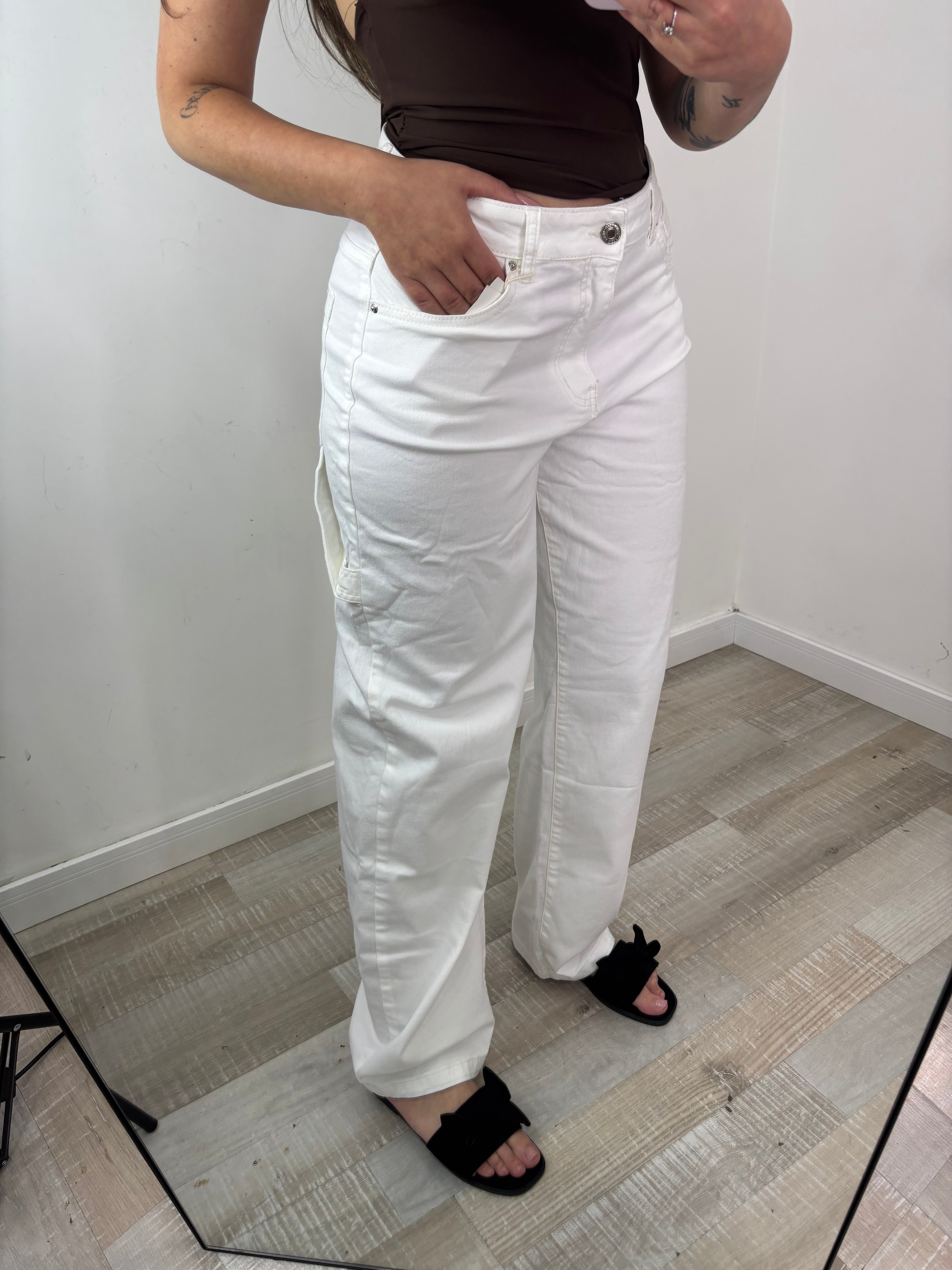 JEANS BALLOON BIANCO