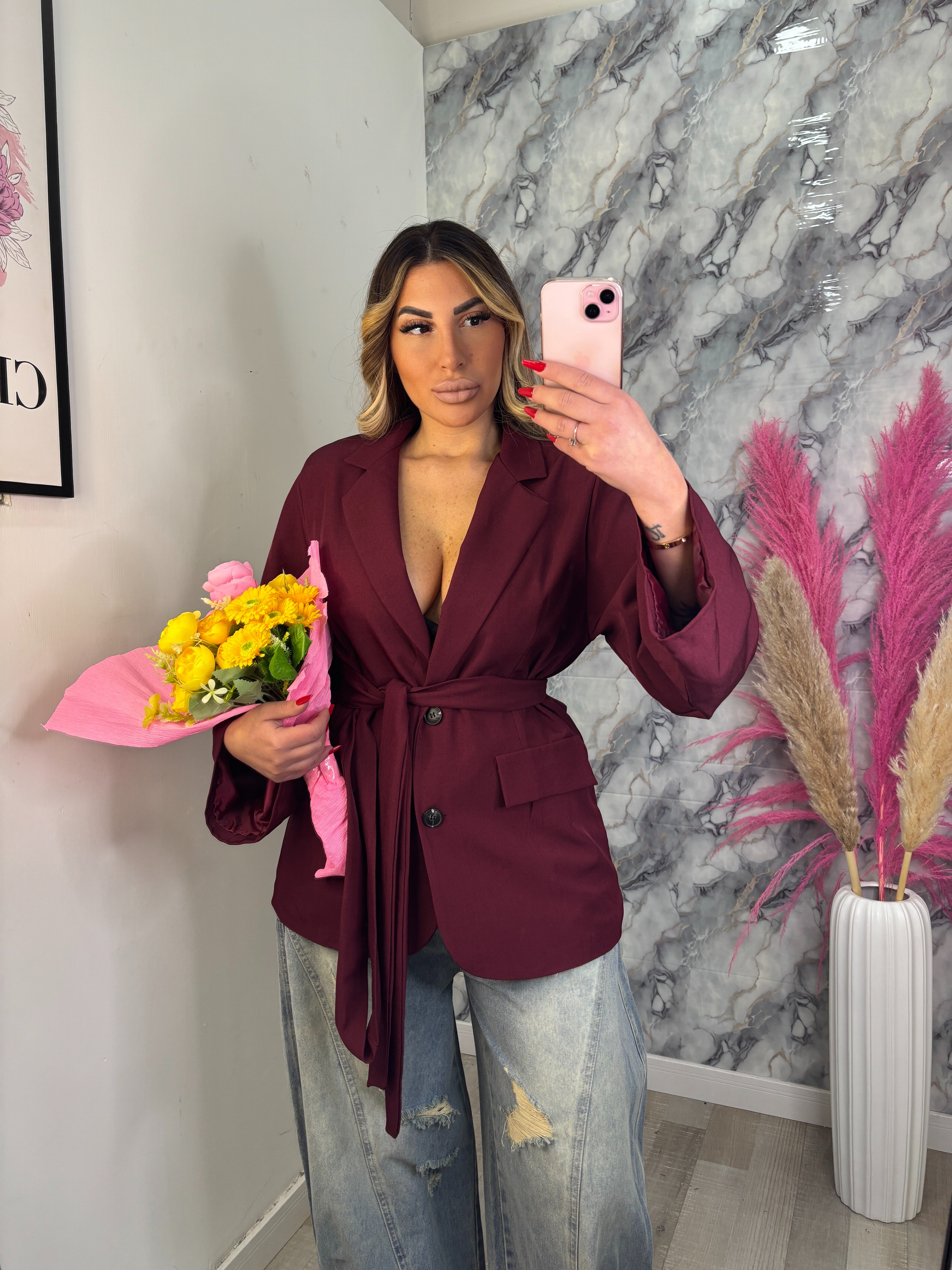 GIACCA CINTURA BORDEAUX