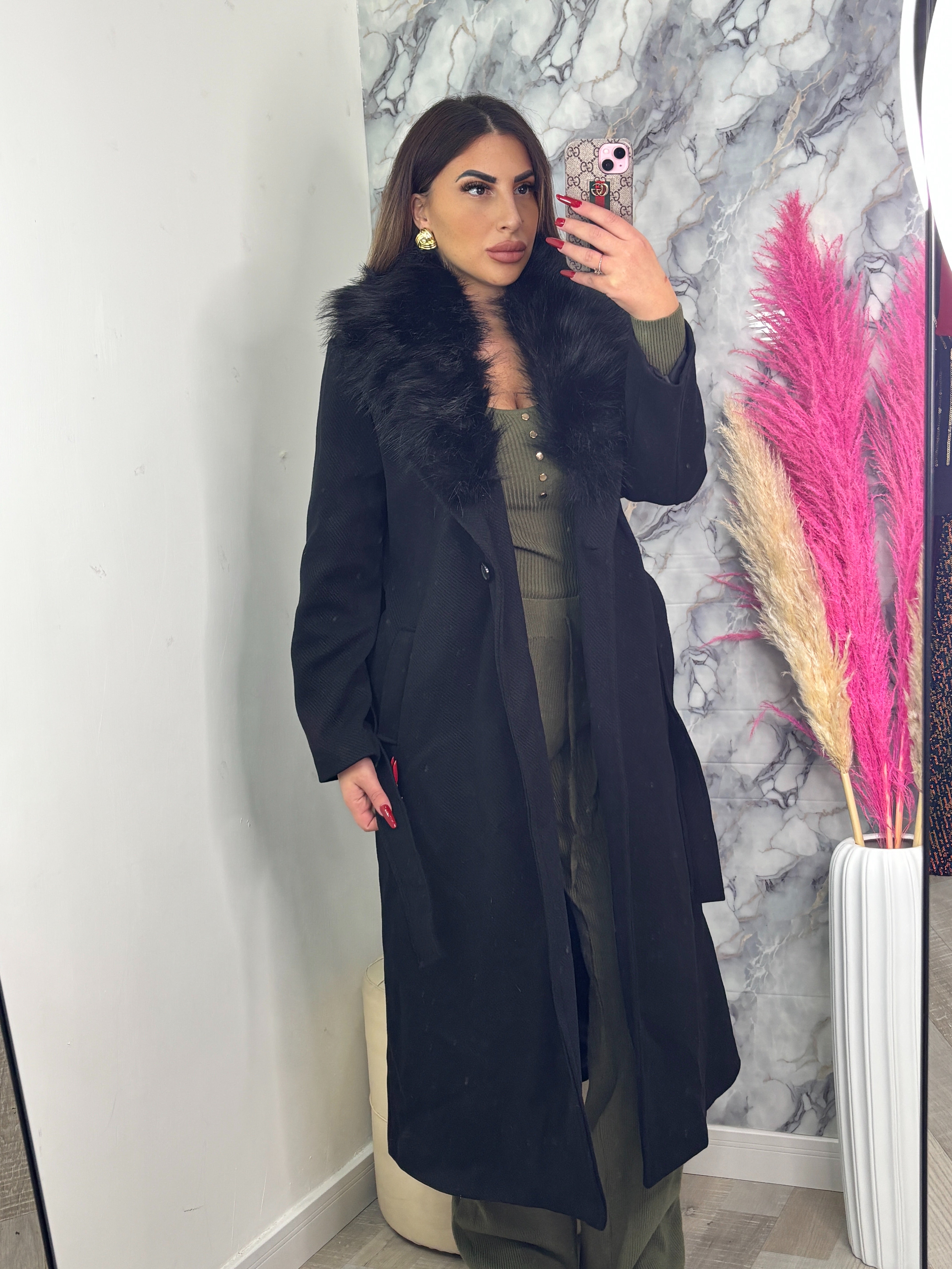 CAPPOTTO PELLICCIA NERO