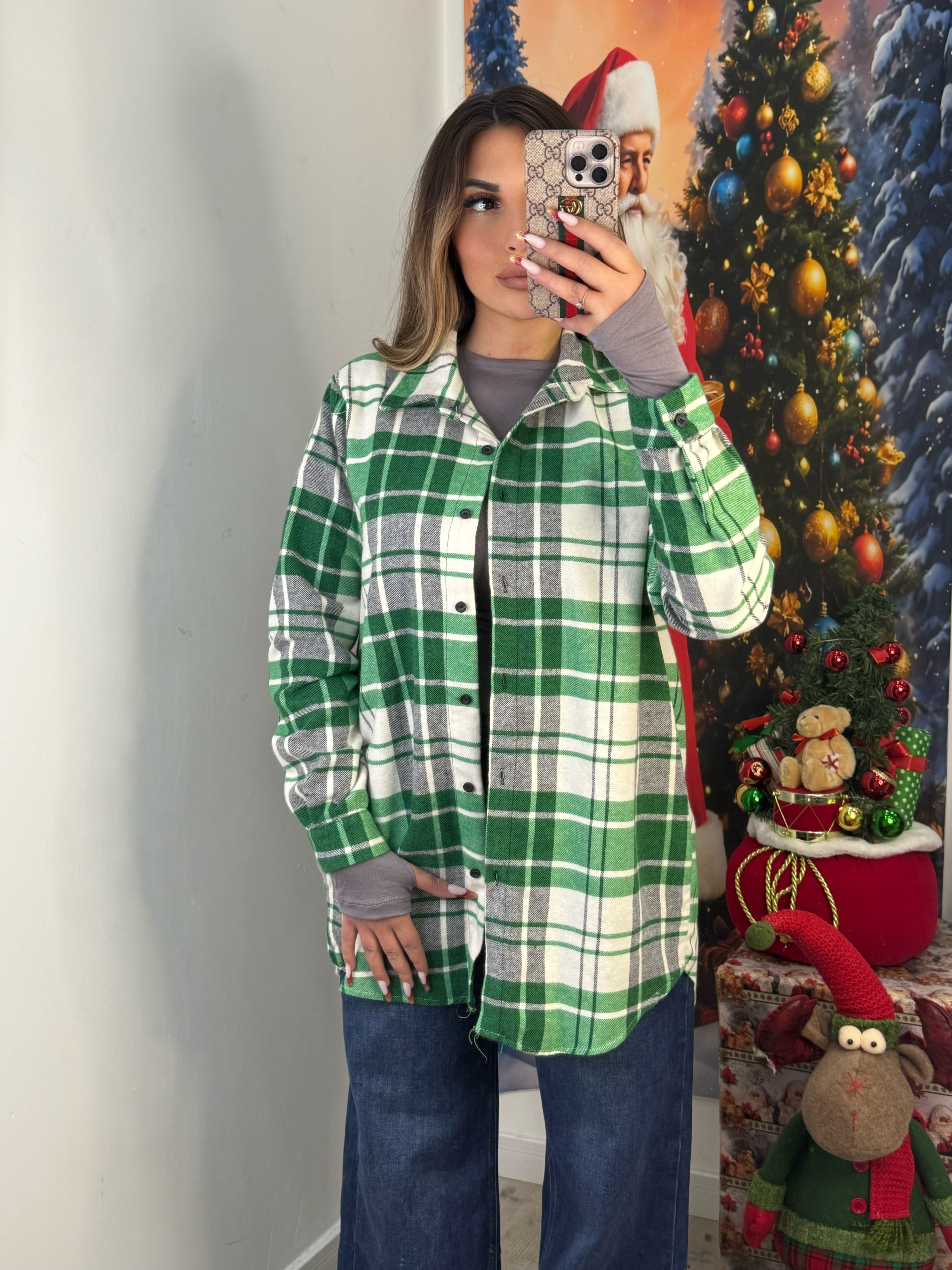 CAMICIA QUADRONI VERDE