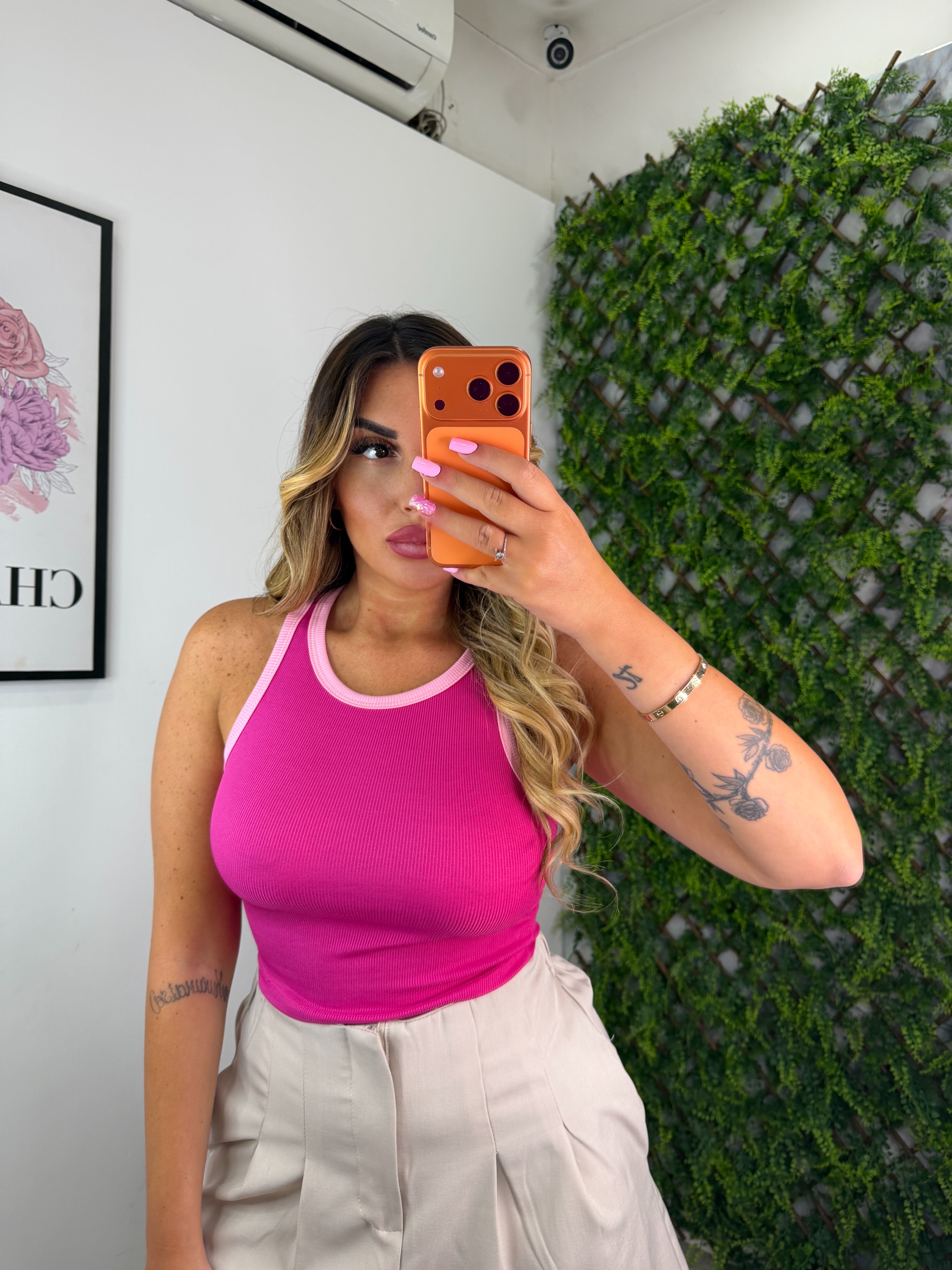 CANOTTA DOUBLE - FUCSIA E ROSA