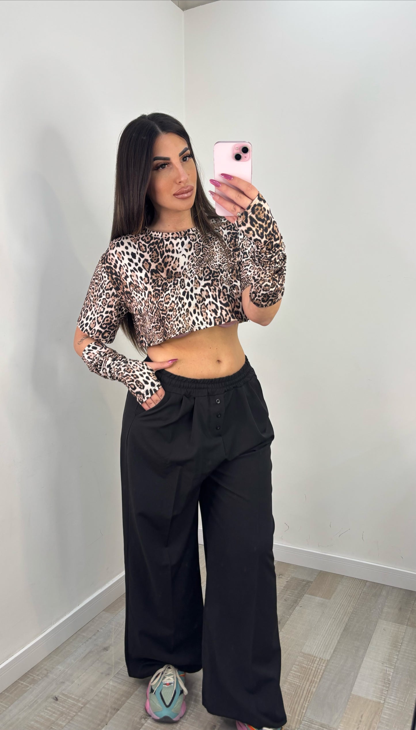 MAGLIA CROP LEOPARDATA