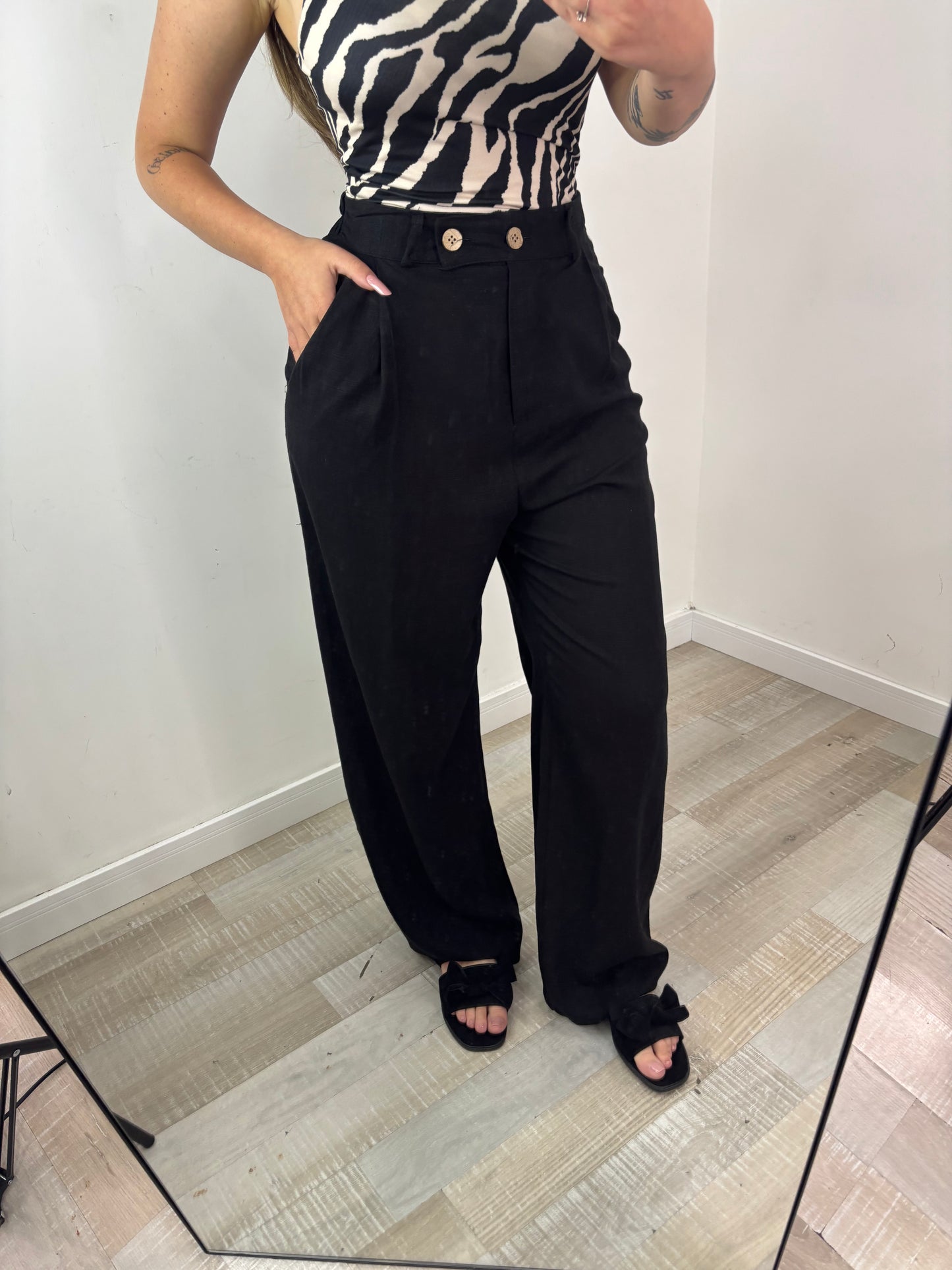 PANTALONE SEMI LINO DOPPIO BOTTONE