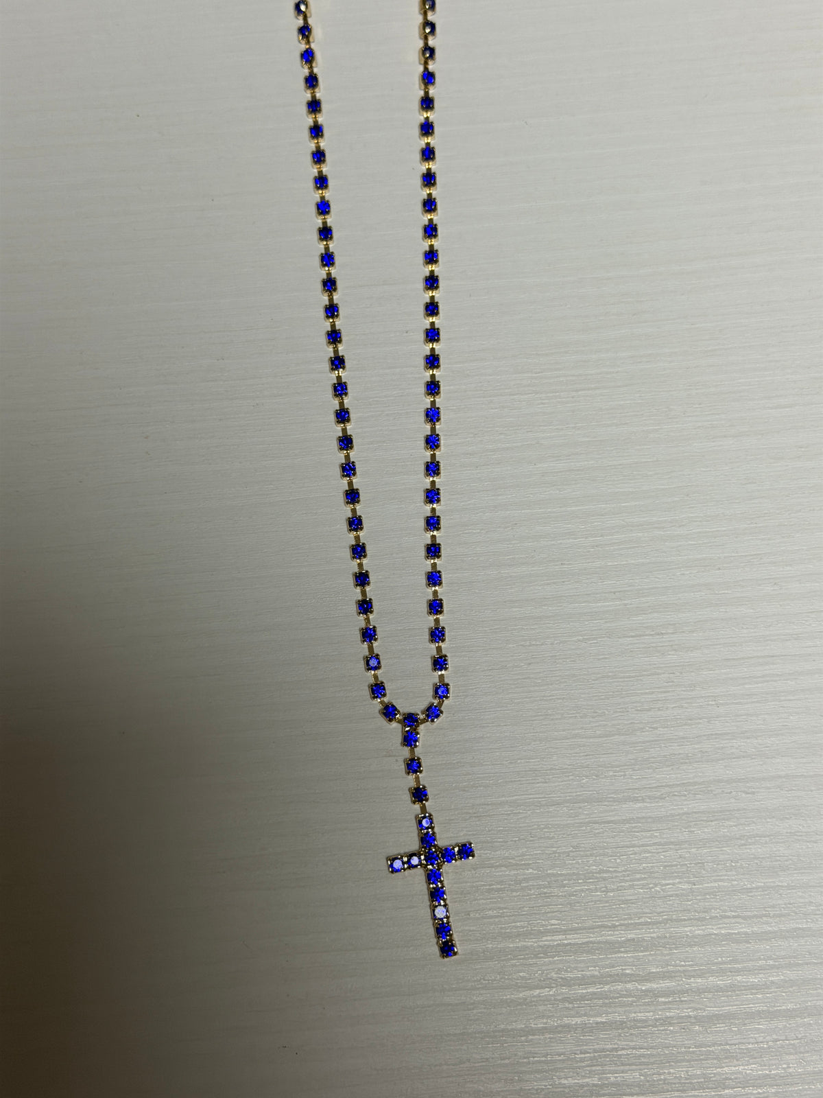 COLLANA CROCE BRILLANTINI BLU