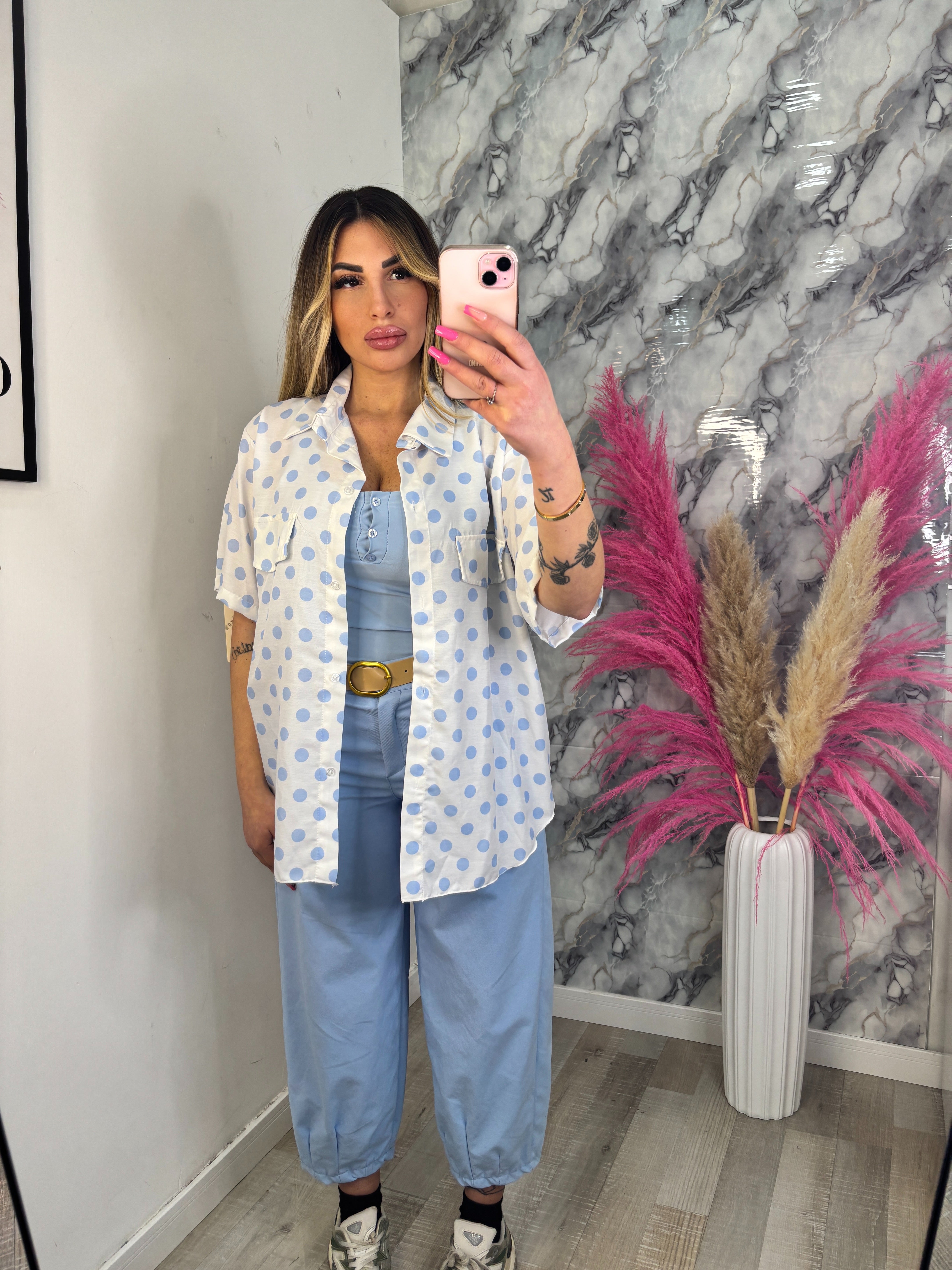 CAMICIA POIS CELESTE