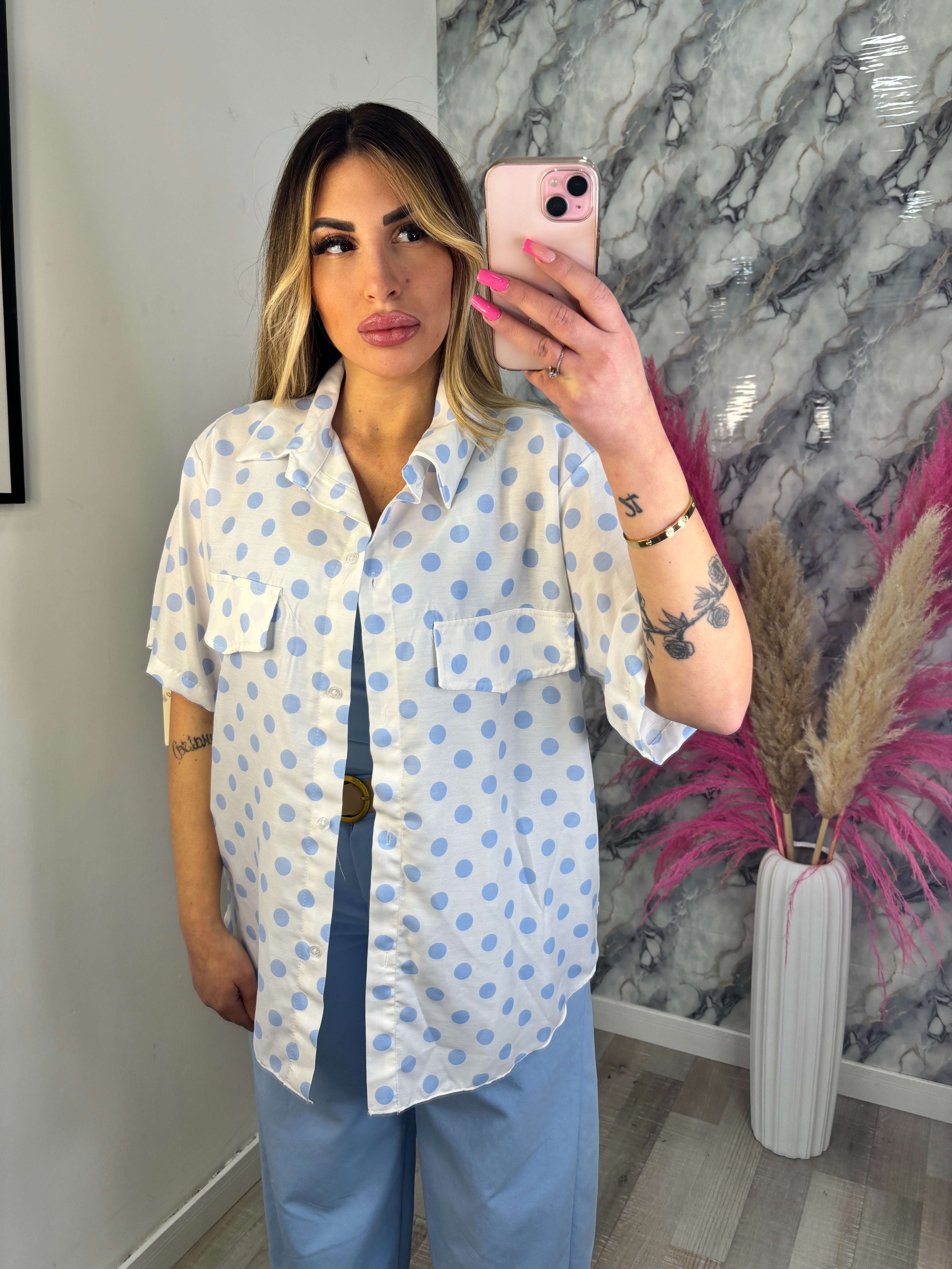 CAMICIA POIS CELESTE