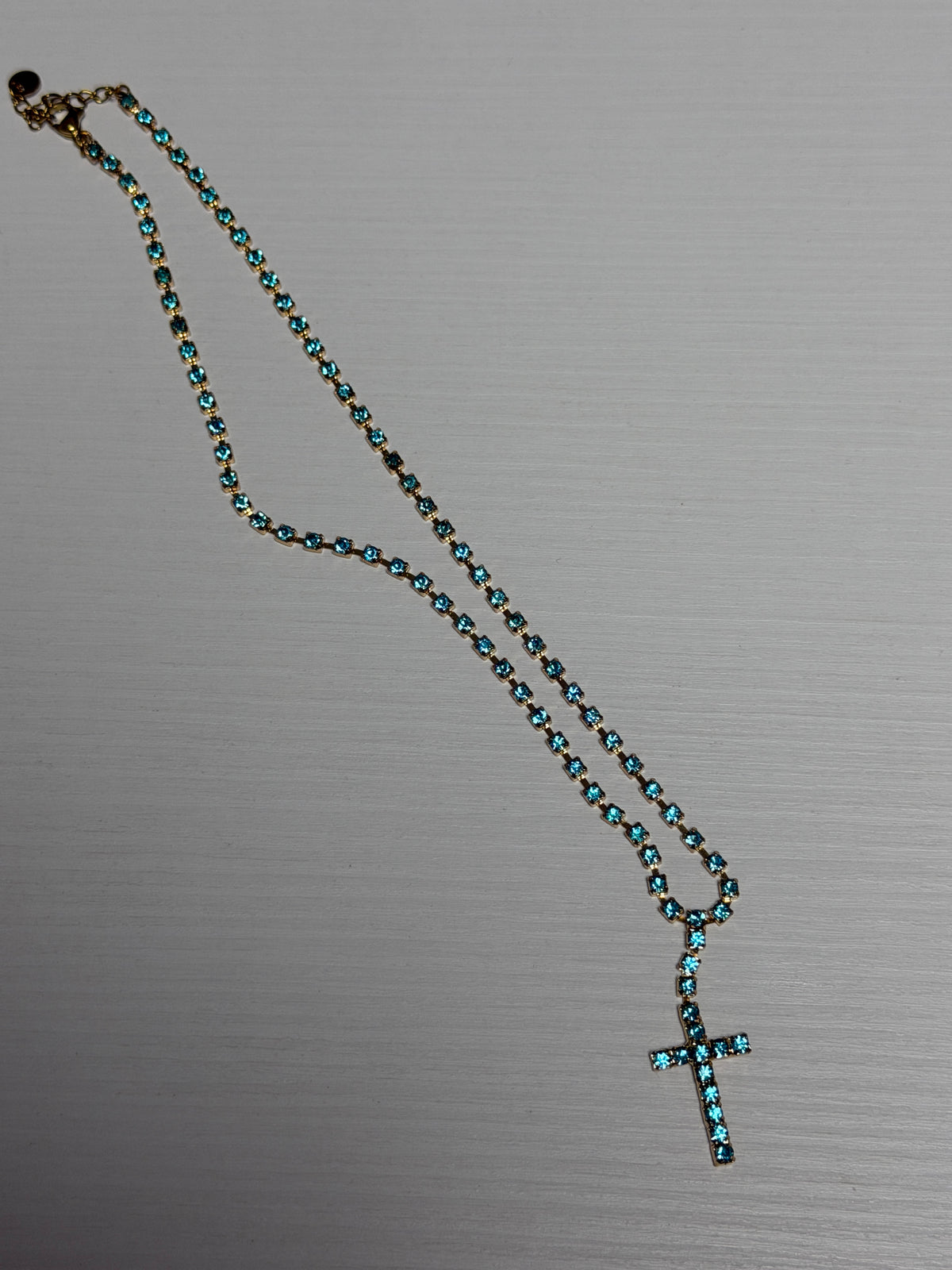 COLLANA CROCE BRILLANTINI V.ACQUA