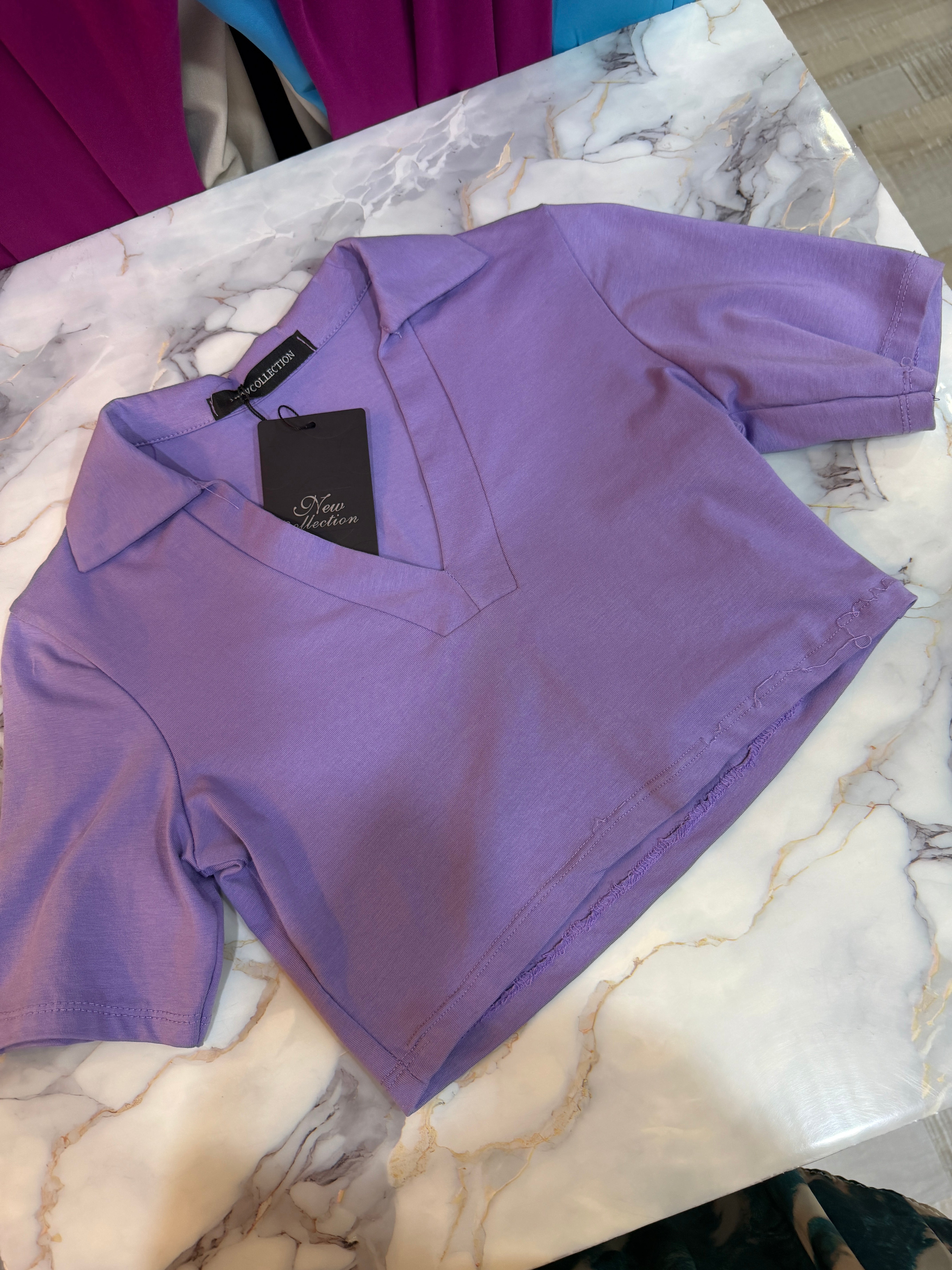 SHIRT CROP LILLA