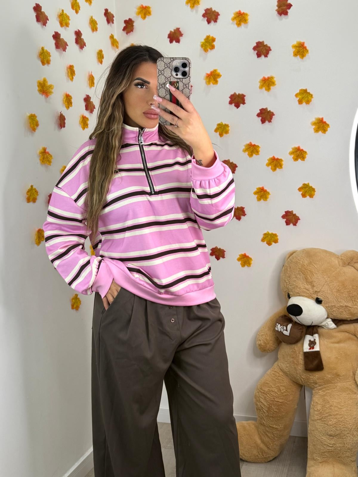 FELPA RIGHE PINK