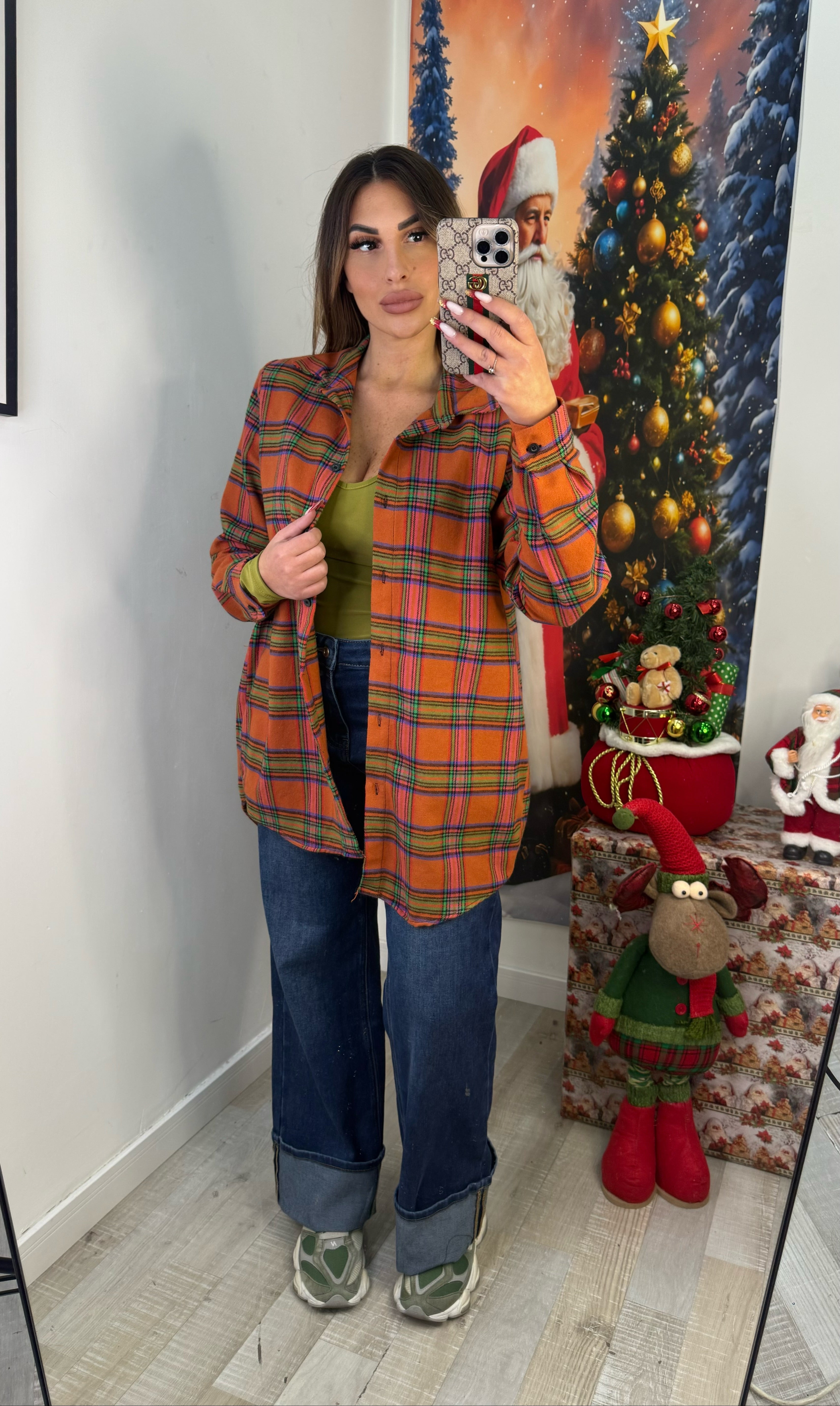 CAMICIA QUADRONI ARANCIO