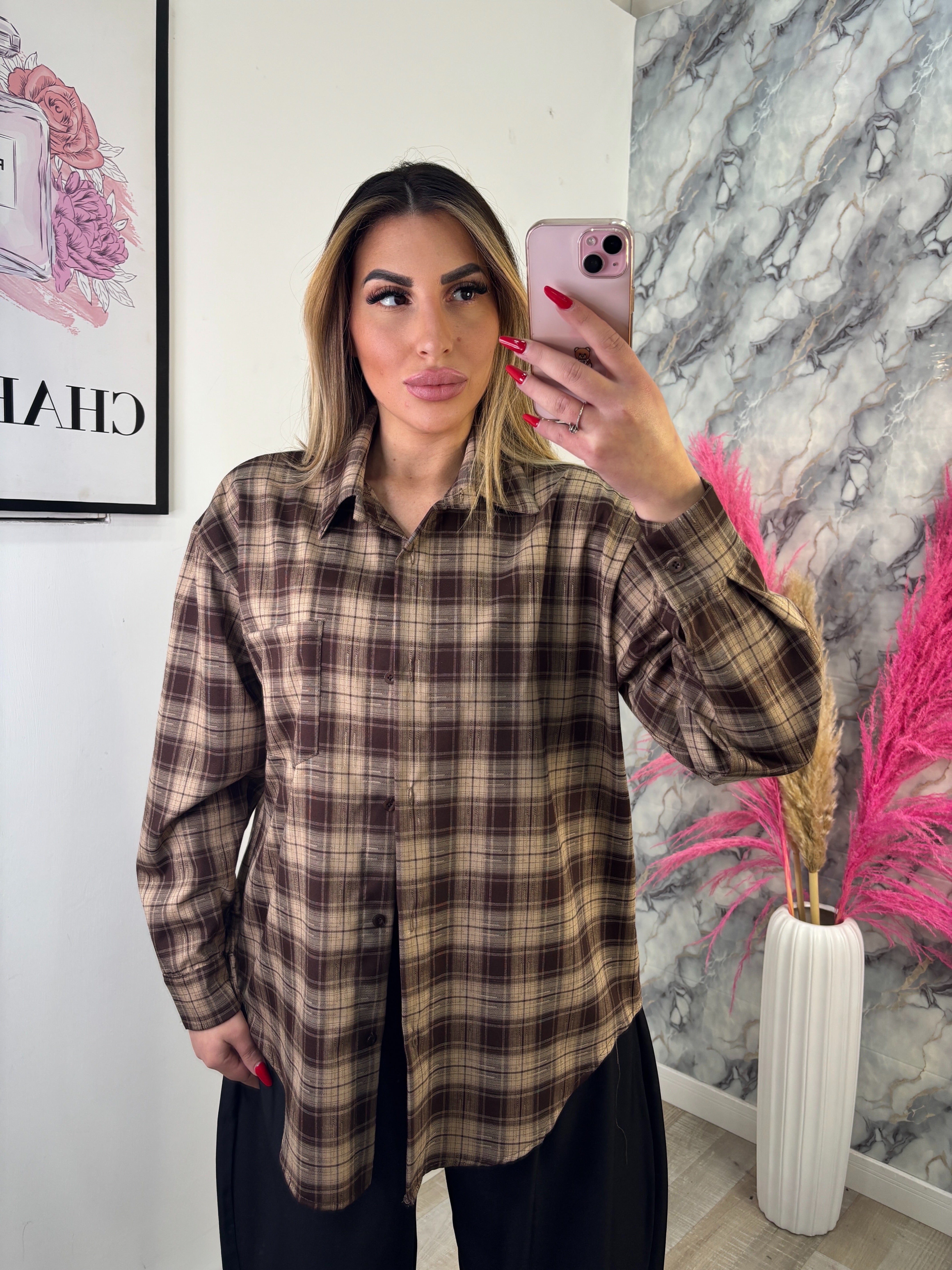 CAMICIA QUADRI NOCCIOLA