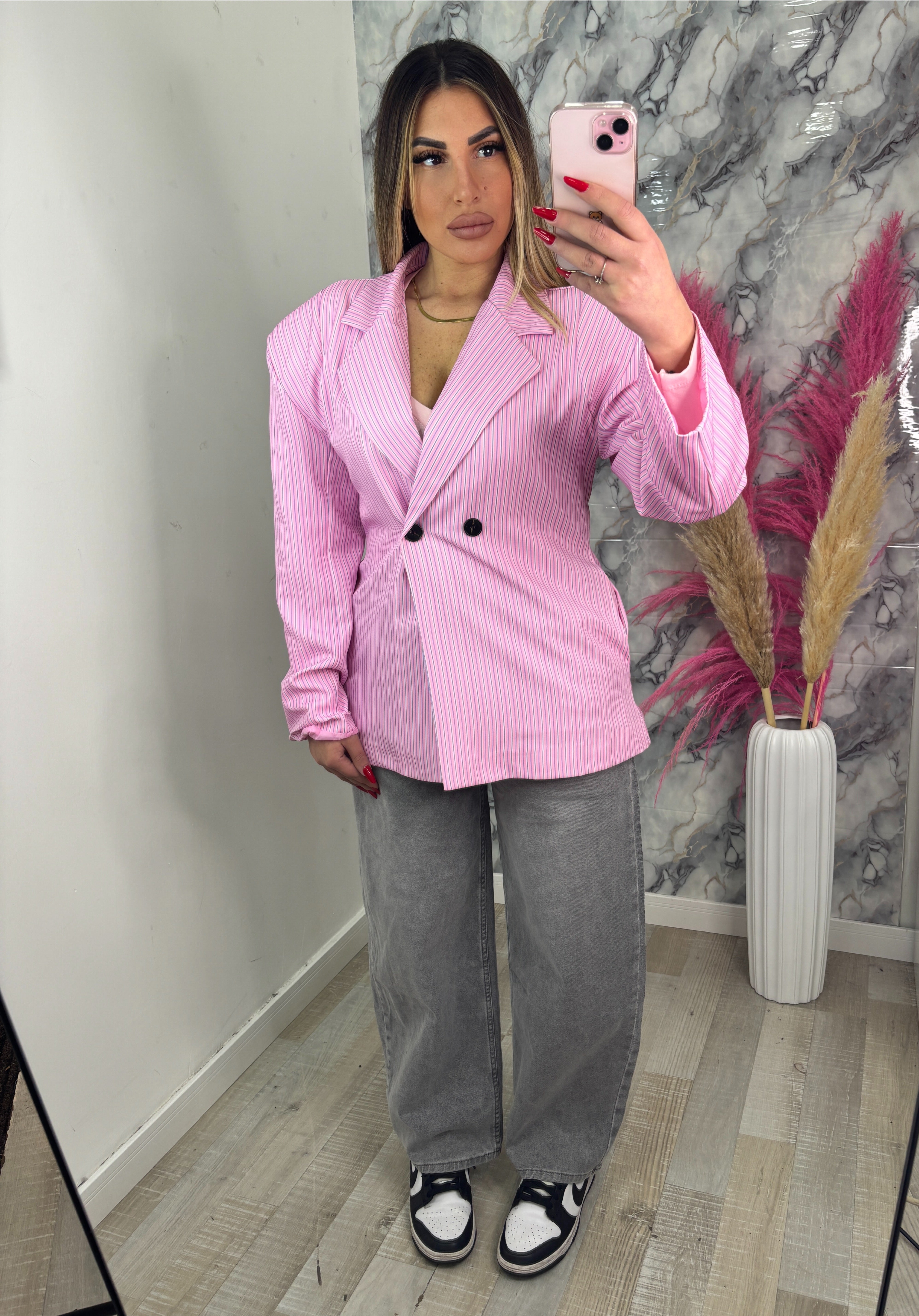 GIACCA RIGHE - ROSA
