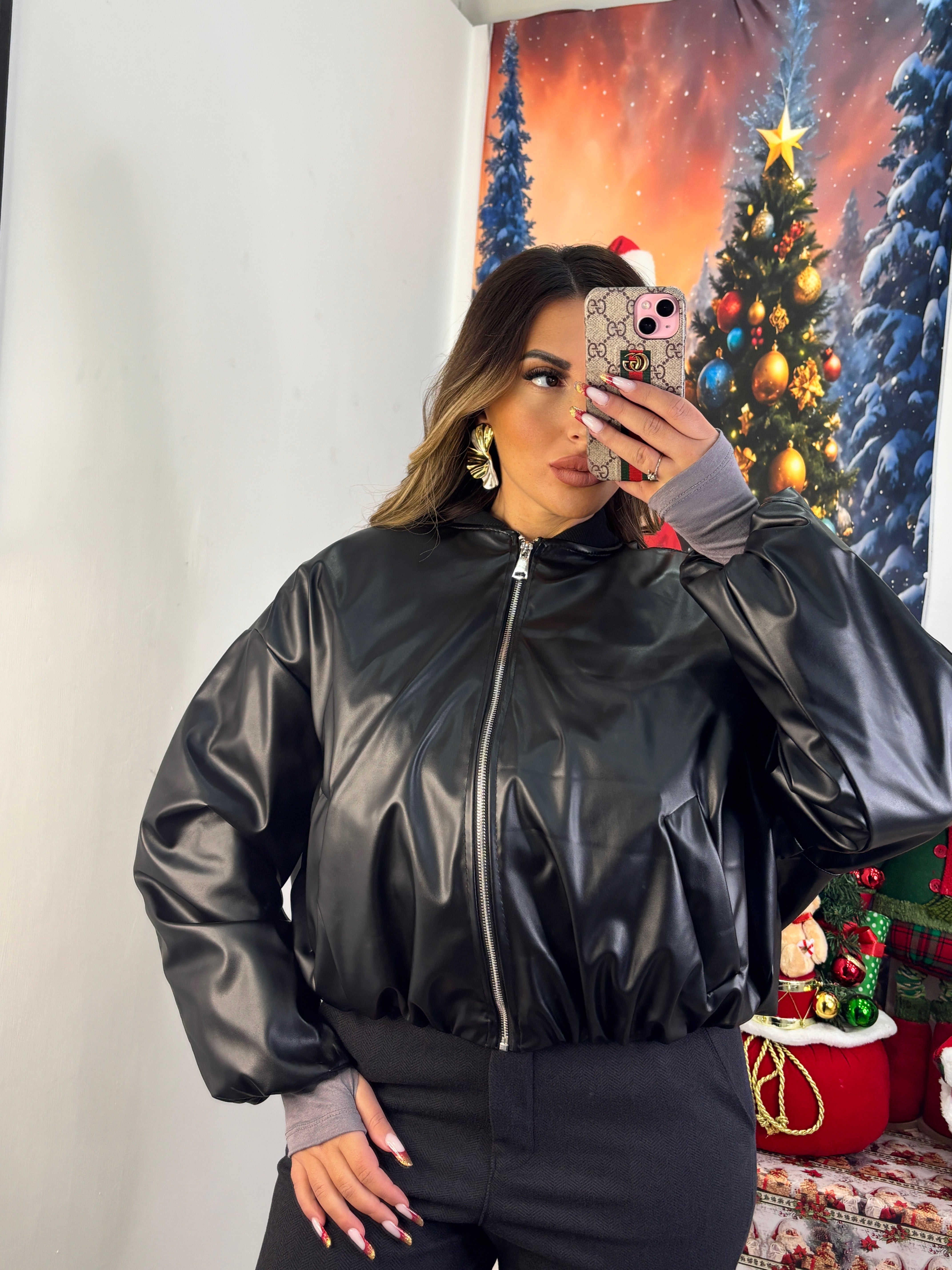 BOMBER ECOPELLE NERO