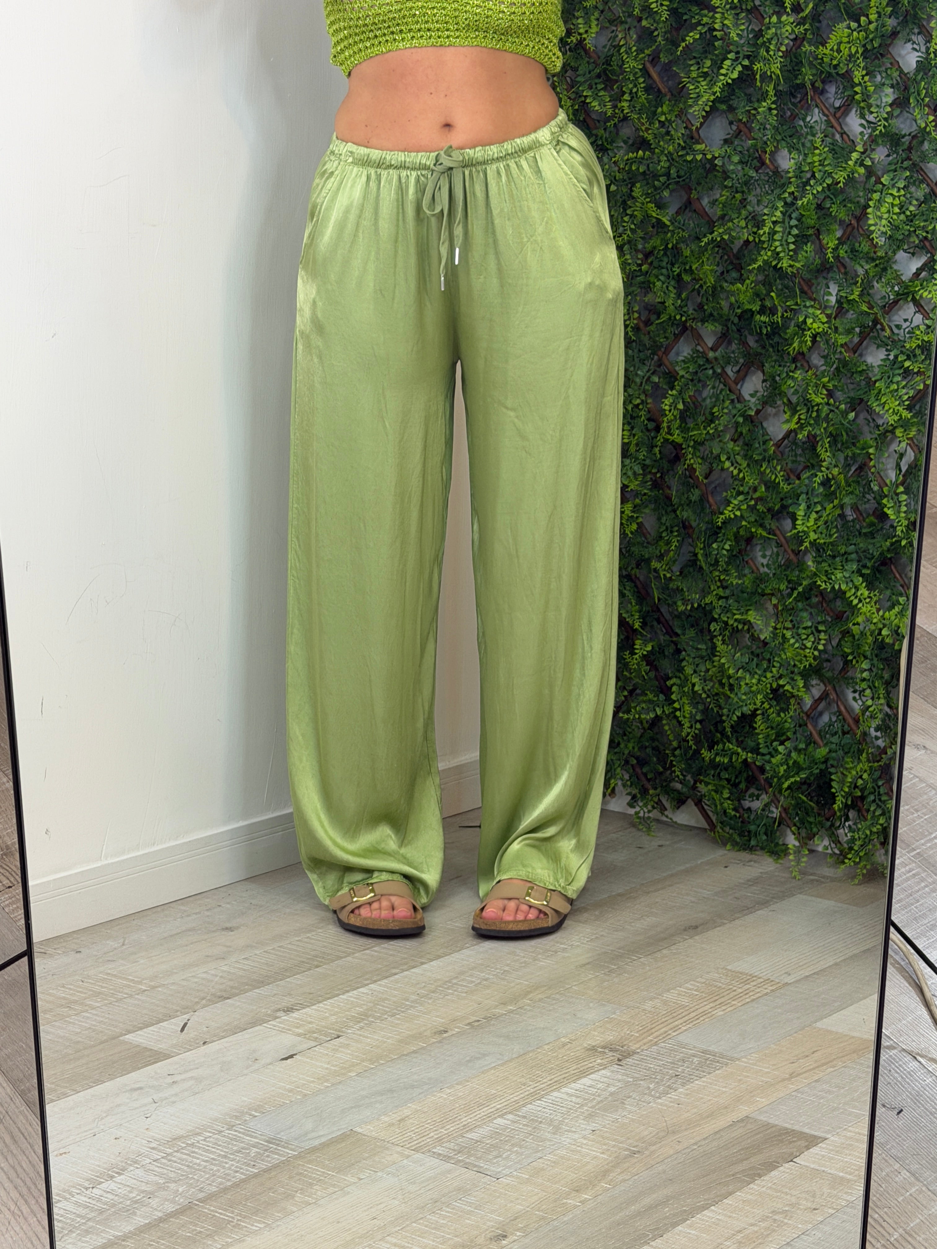 PANTALONE SATIN VERDE