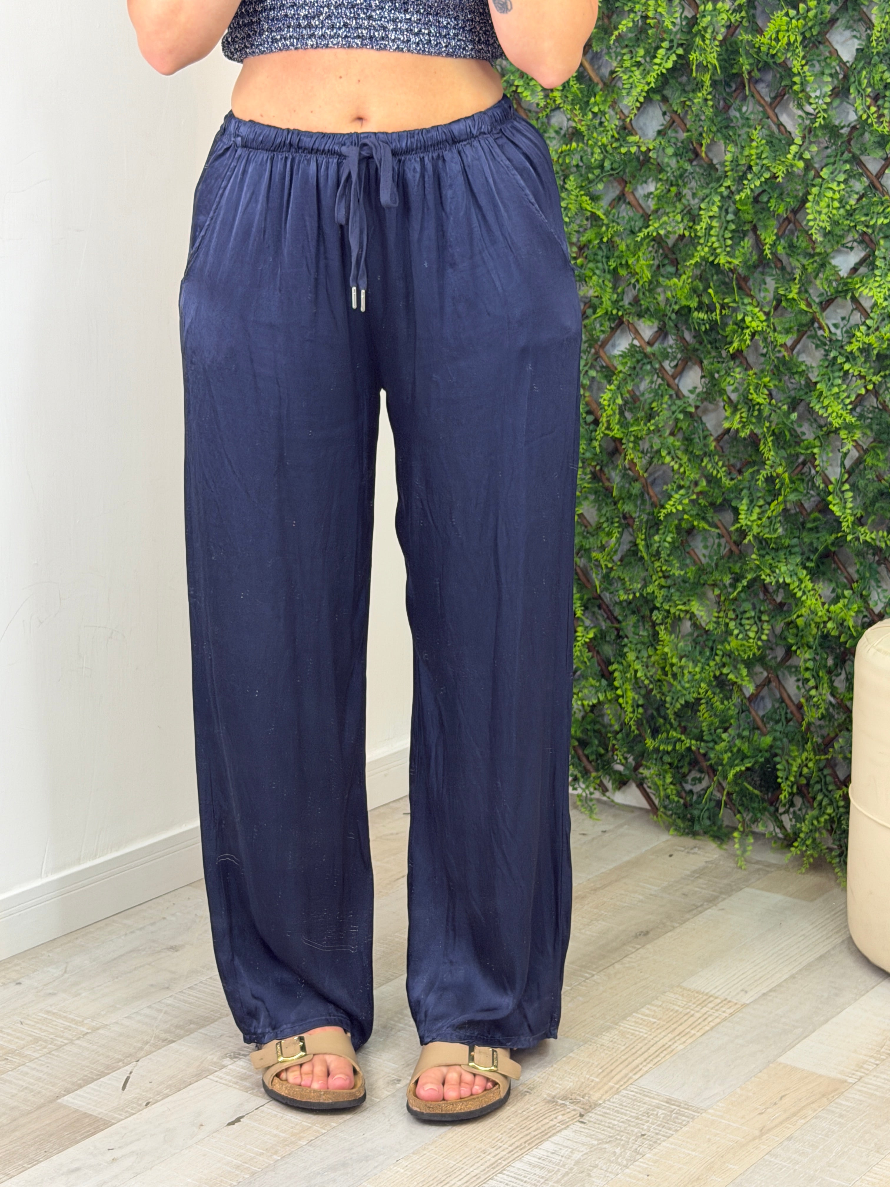 PANTALONE SATIN BLU