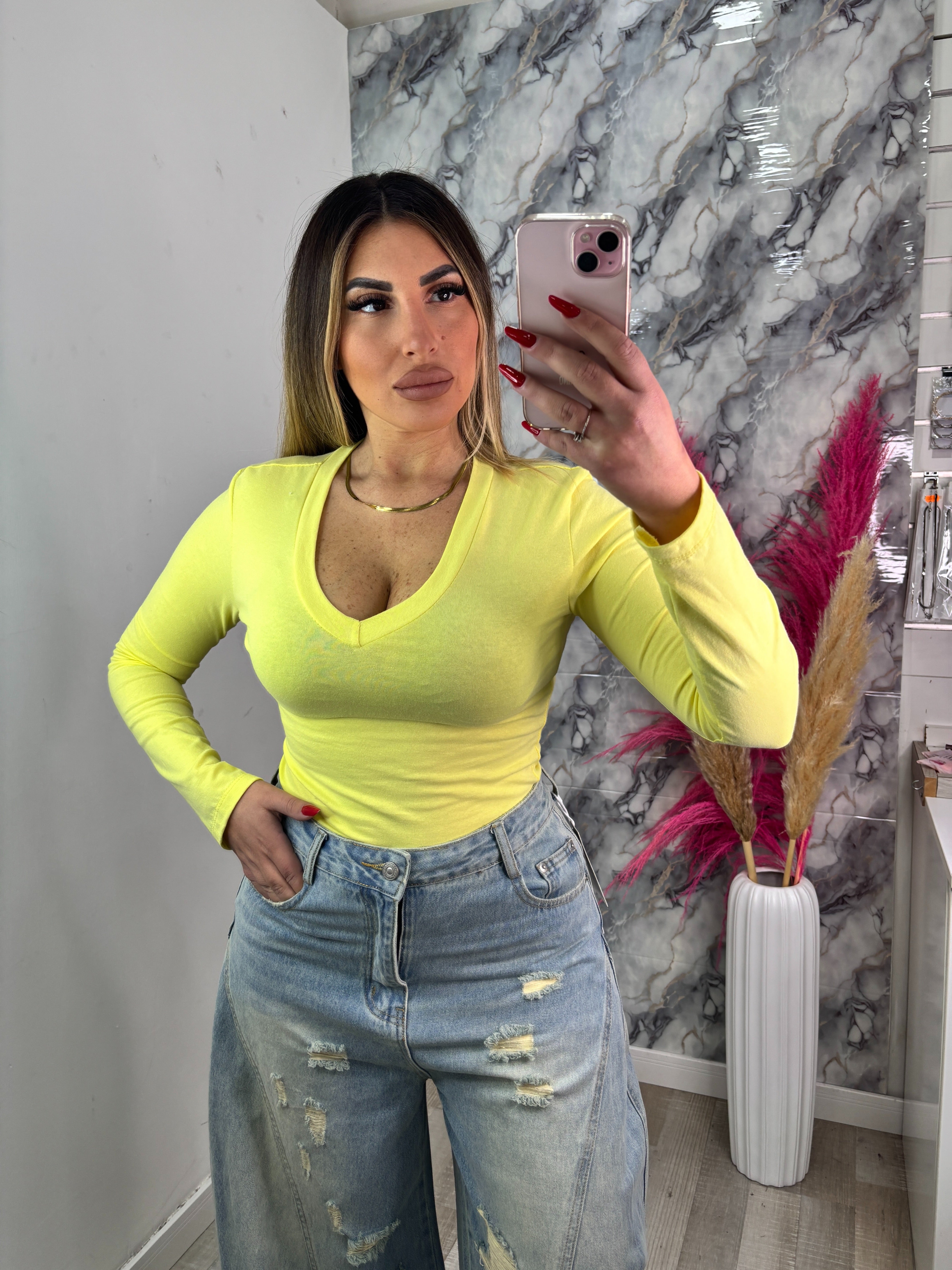 MAGLIA COTONE SCOLLO A V