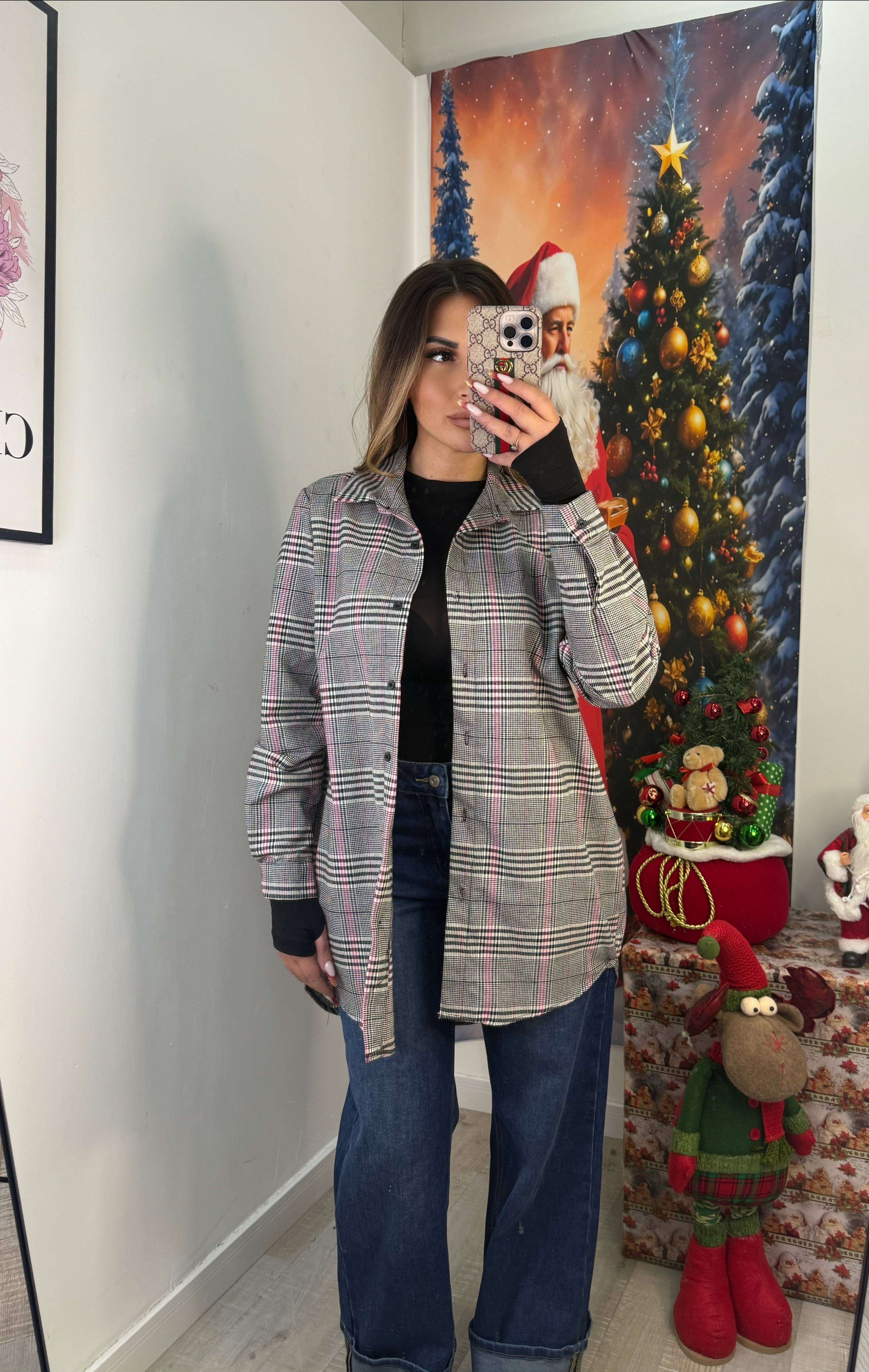 CAMICIA QUADRONI GRIGIO