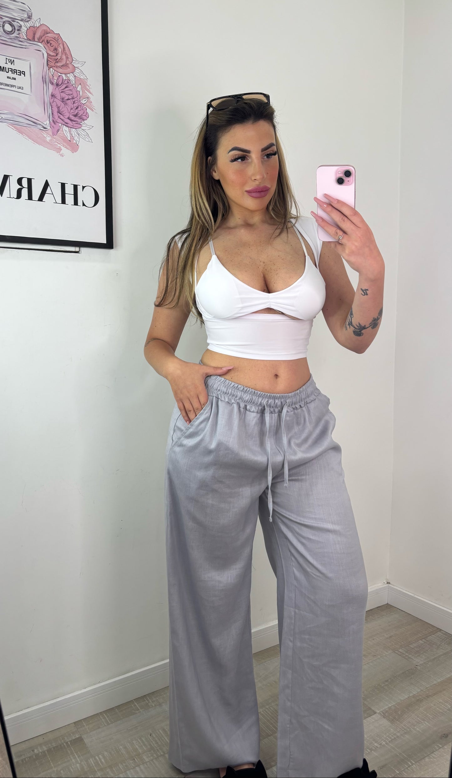 PANTALONE LINO GRIGIO