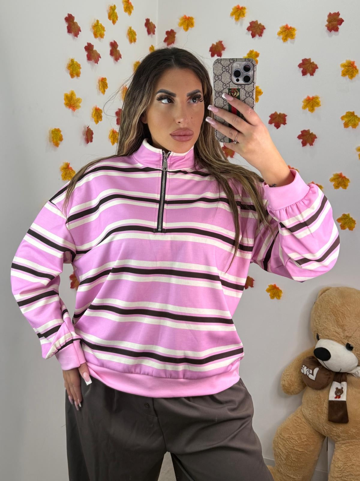 FELPA RIGHE PINK