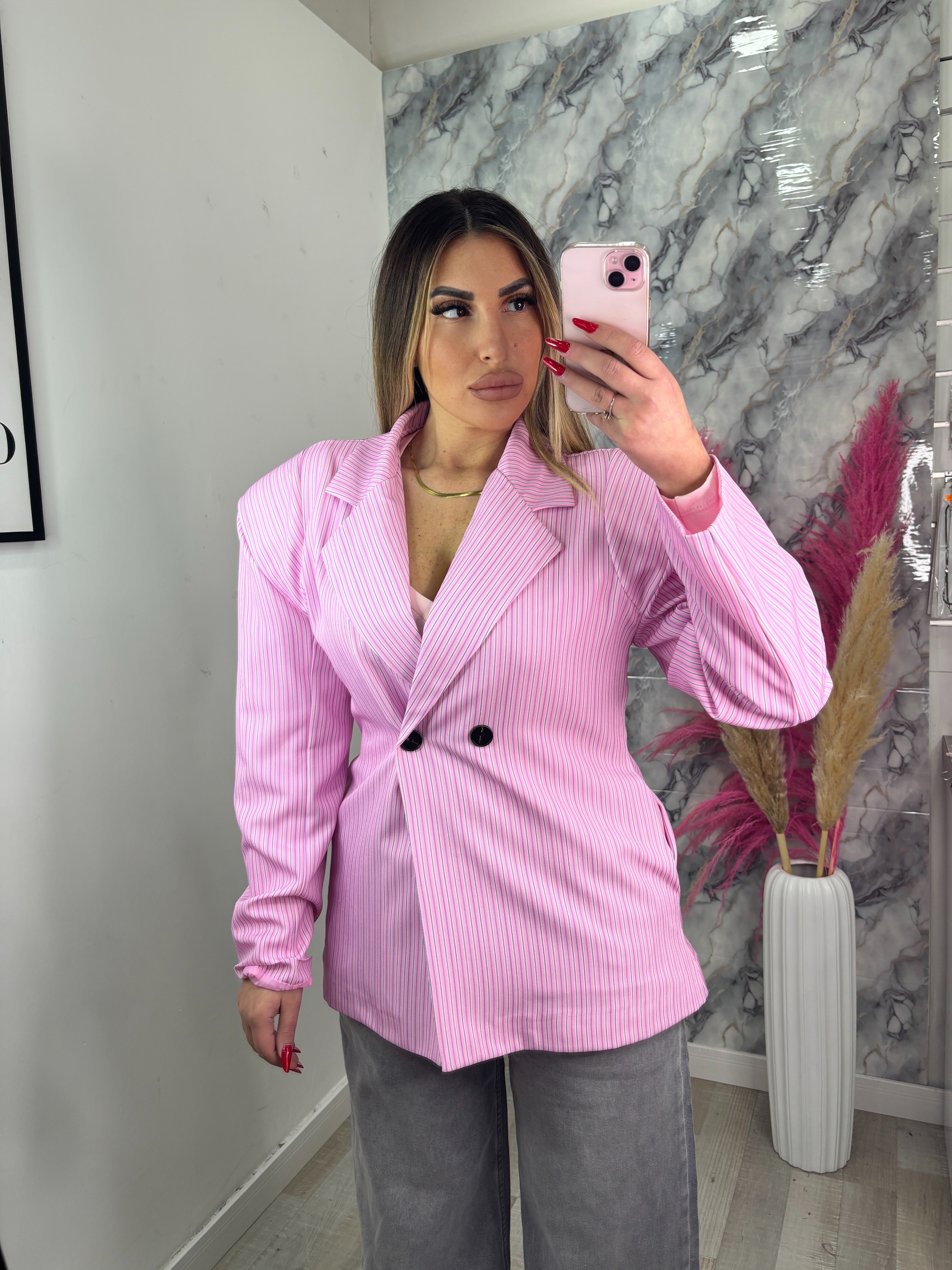 GIACCA RIGHE - ROSA