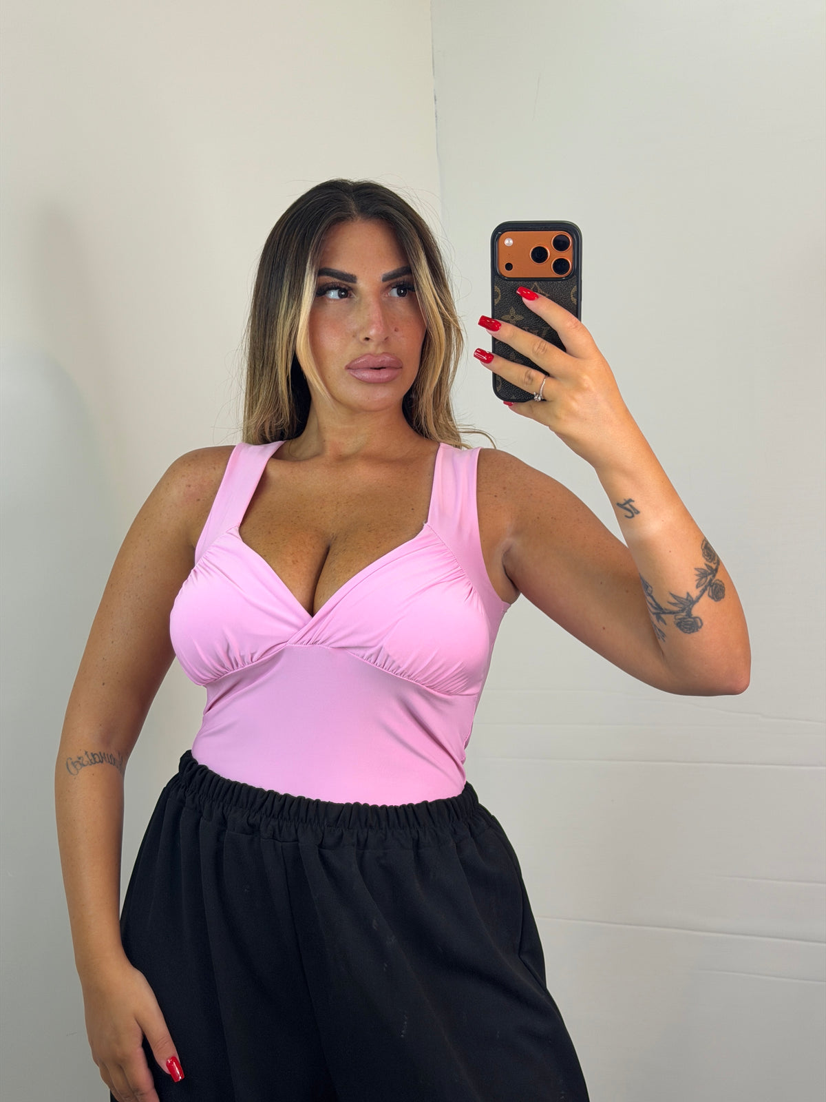 CANOTTA PUSH UP LYCRA ROSA