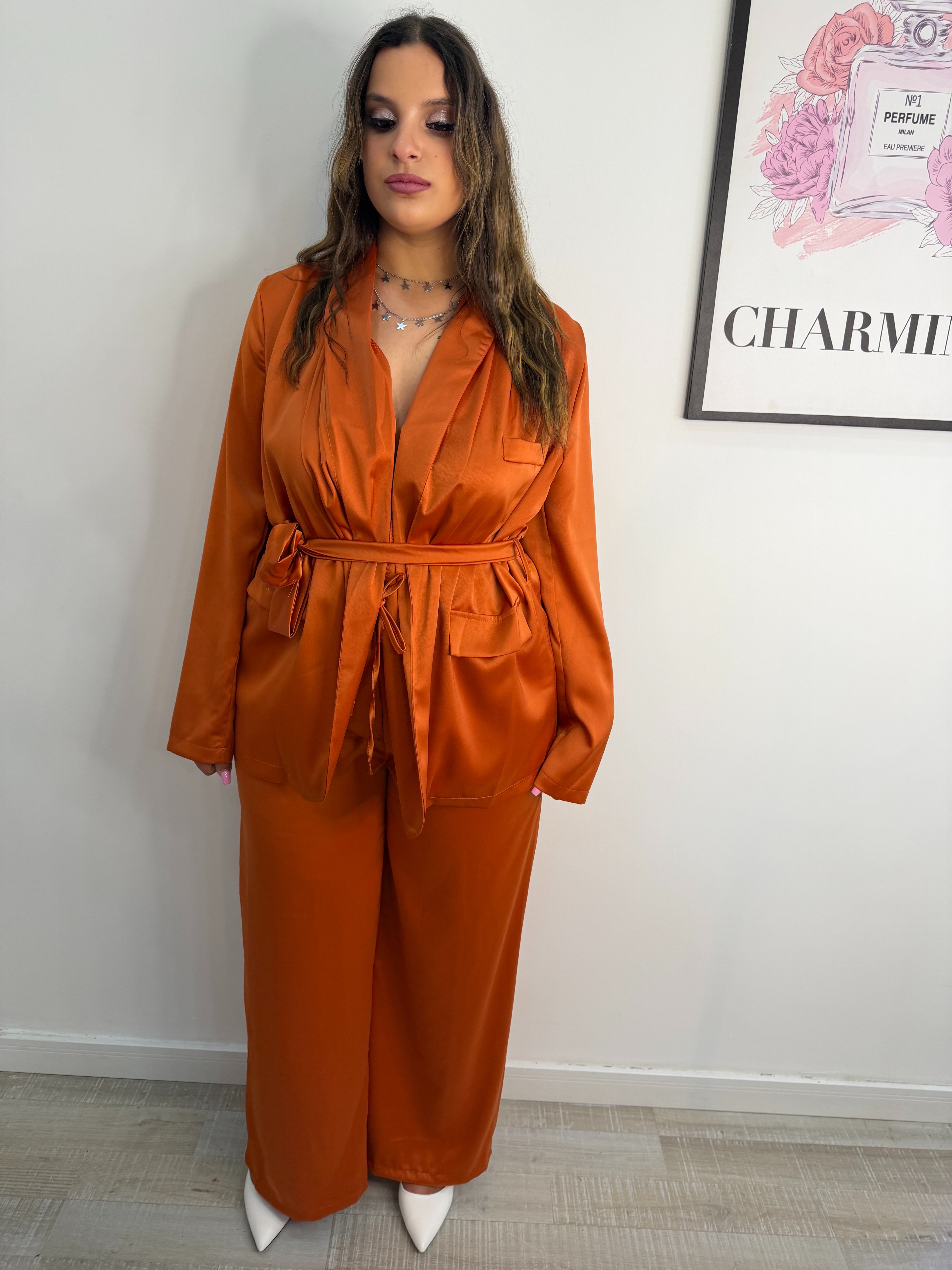 COORDINATO SATIN ARANCIO CURVY