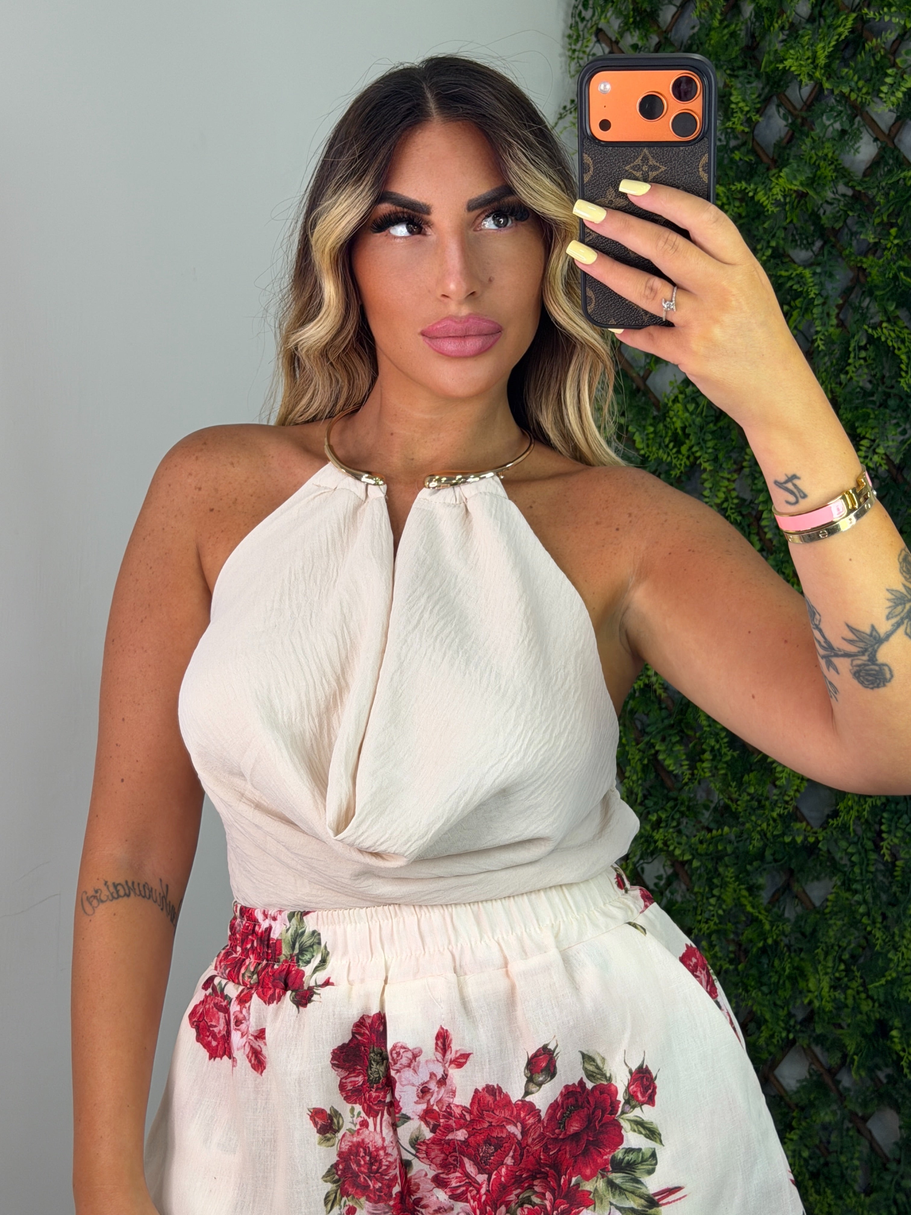 TOP - COLLANA BEIGE