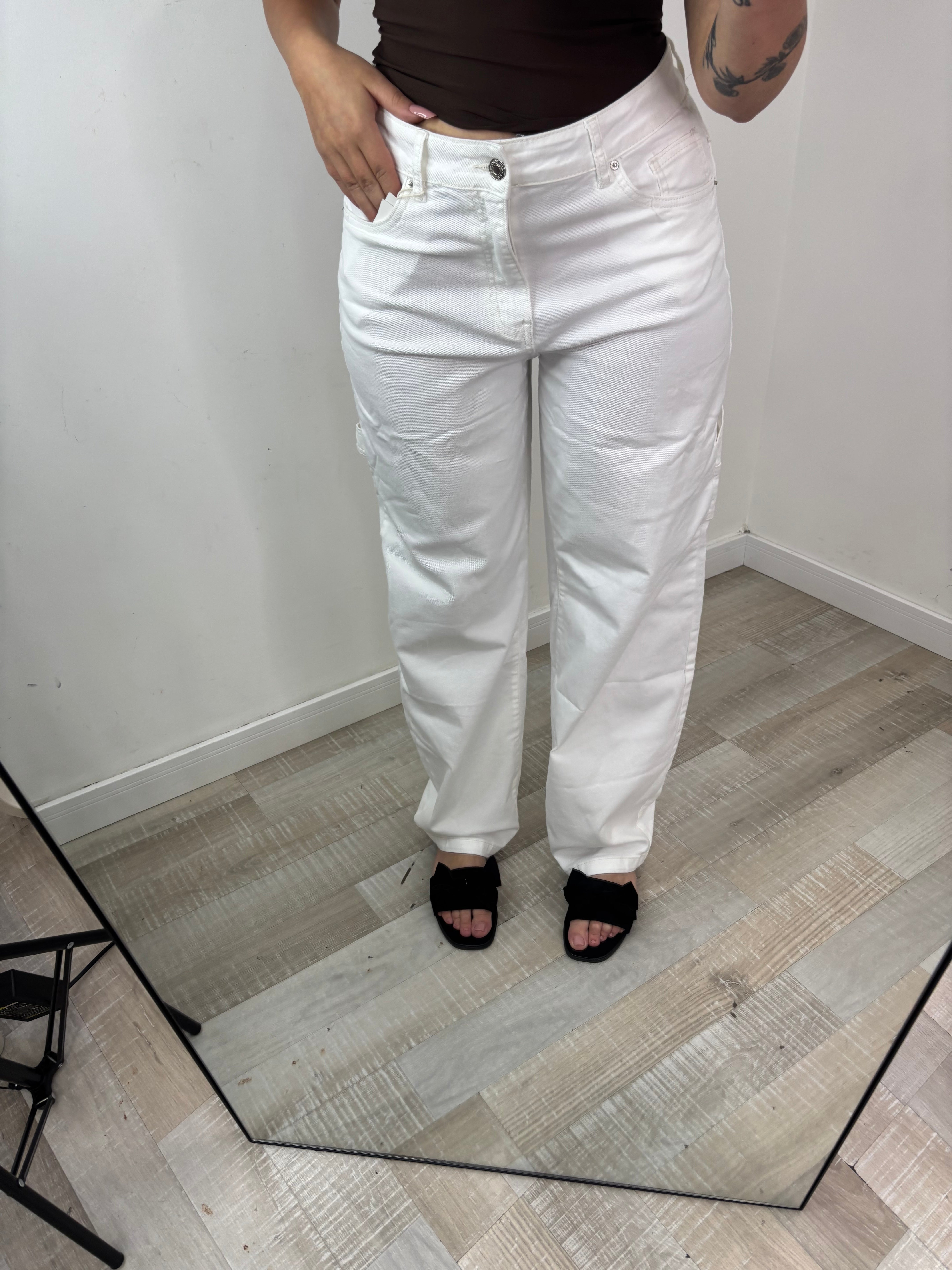 JEANS BALLOON BIANCO