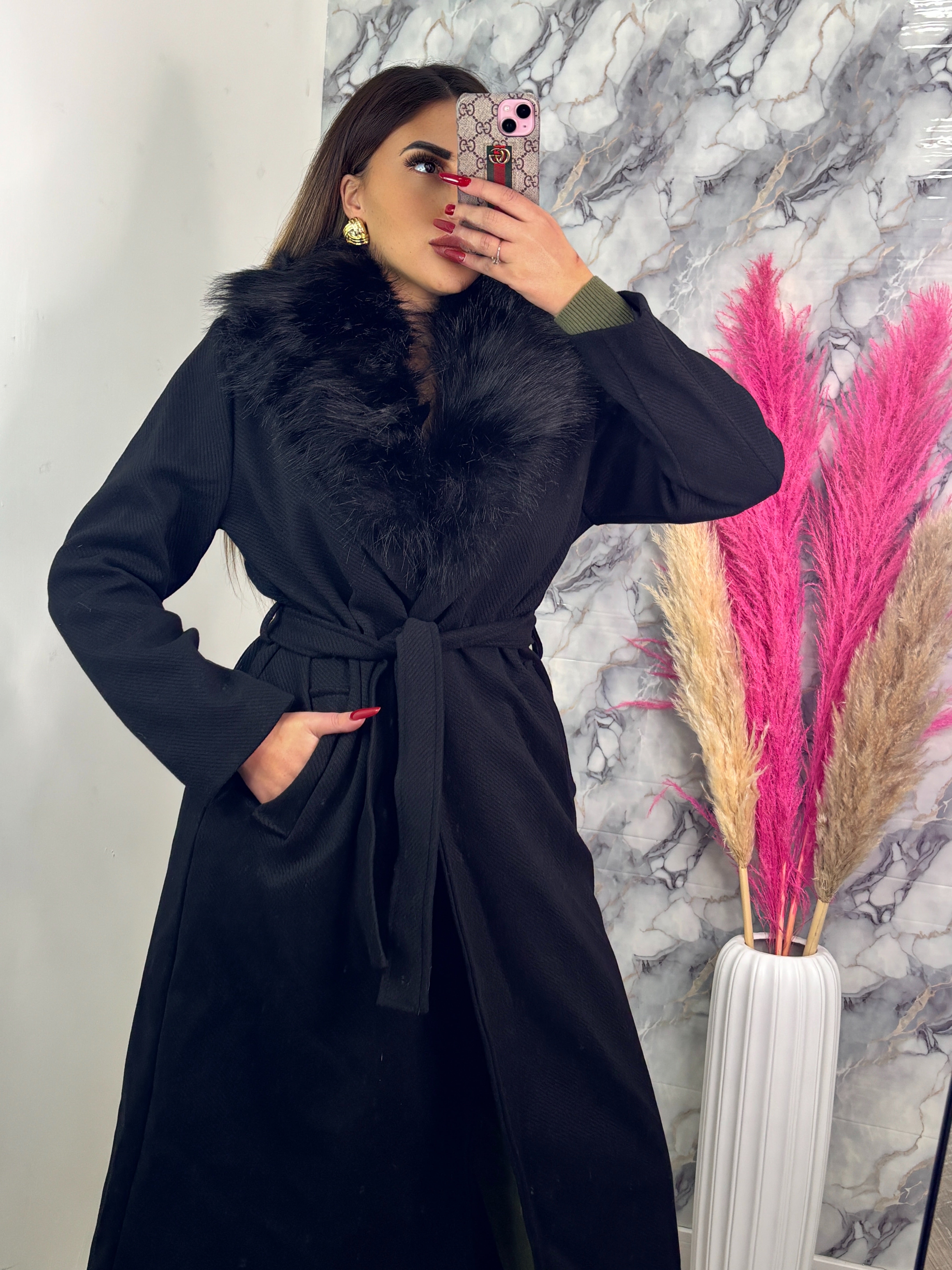 CAPPOTTO PELLICCIA NERO
