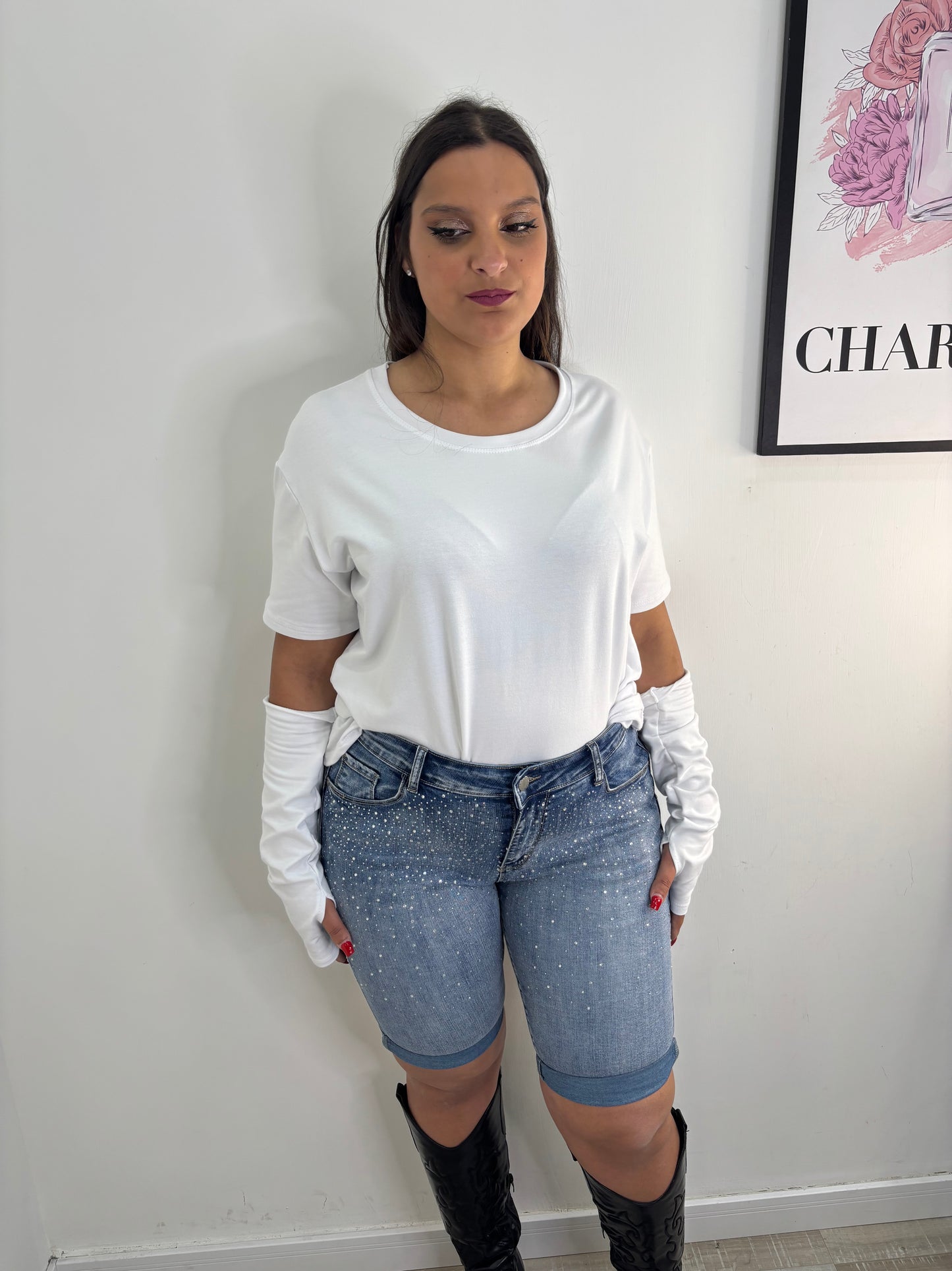 BERMUDA JEANS BRILLANTINATO