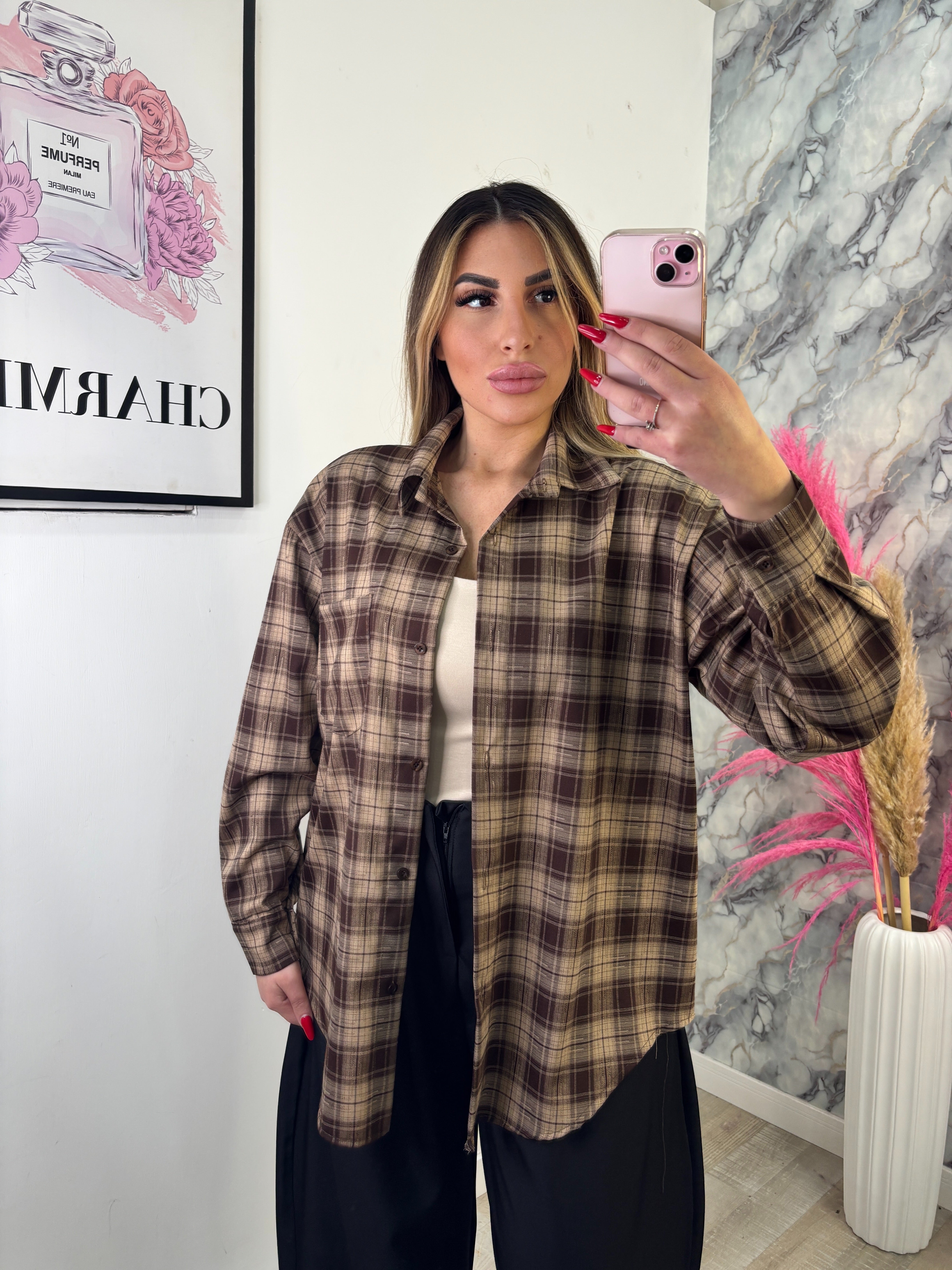 CAMICIA QUADRI NOCCIOLA