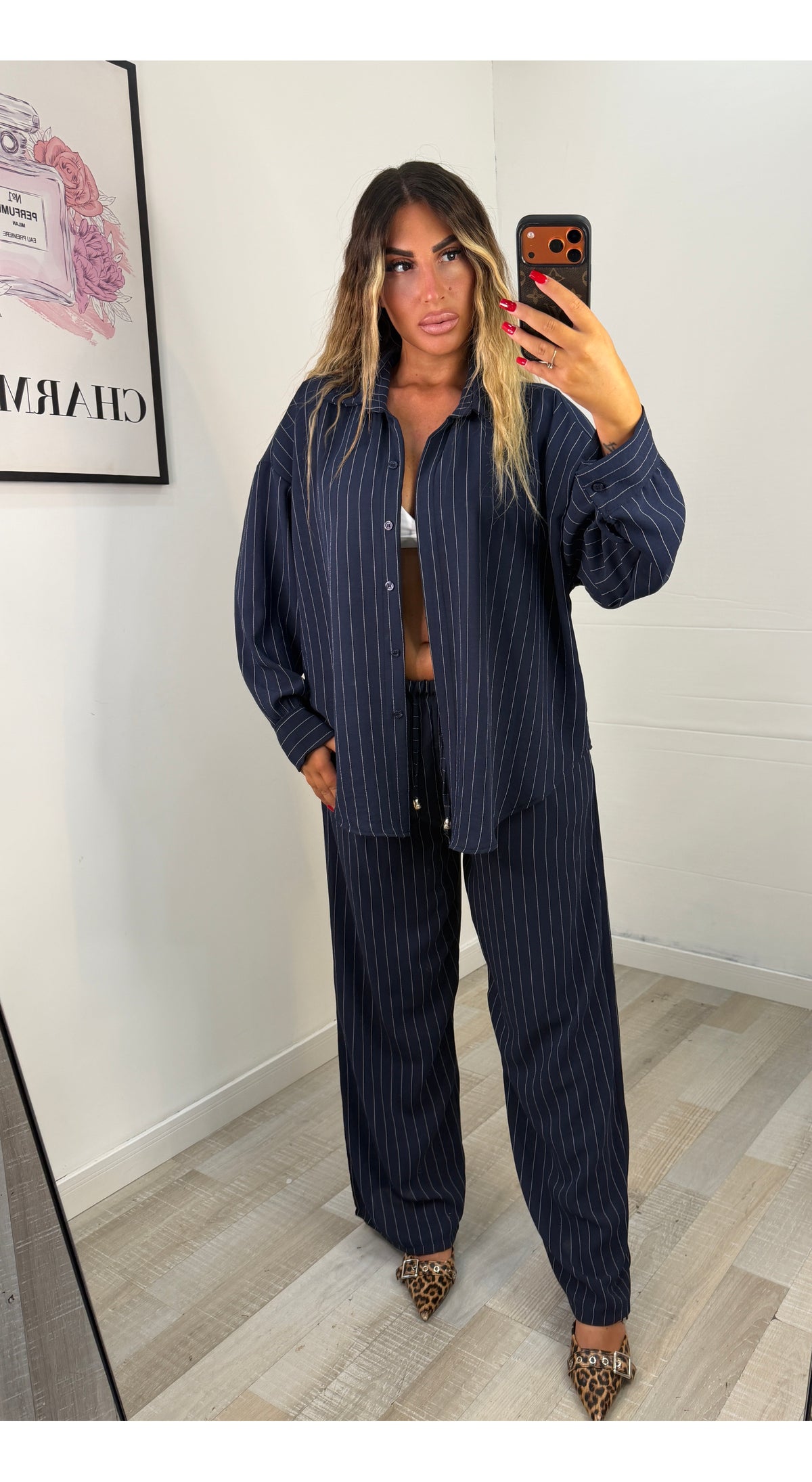 COORDINATO GESSATO BLU NOTTE