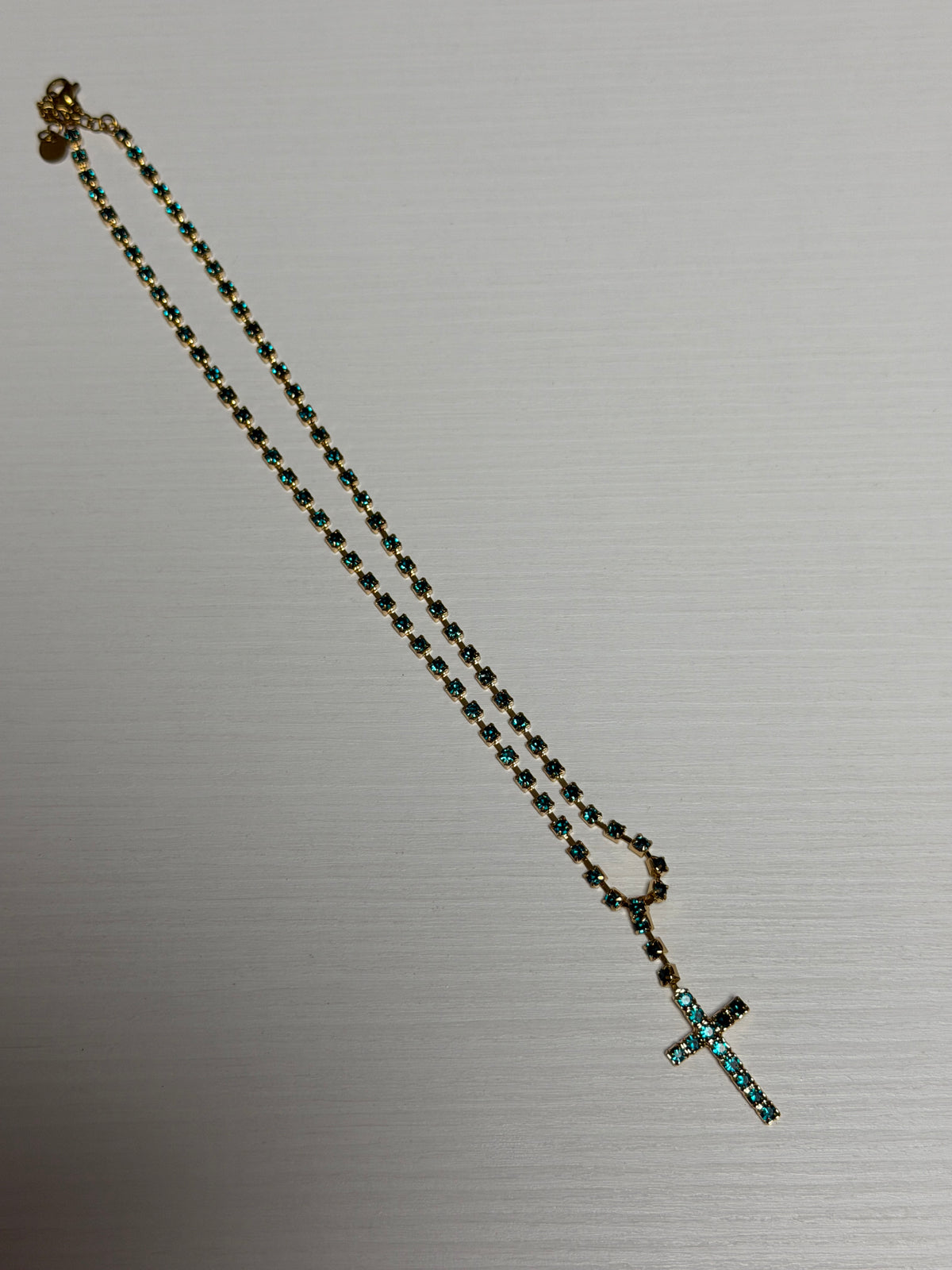 COLLANA CROCE BRILLANTINI VERDE