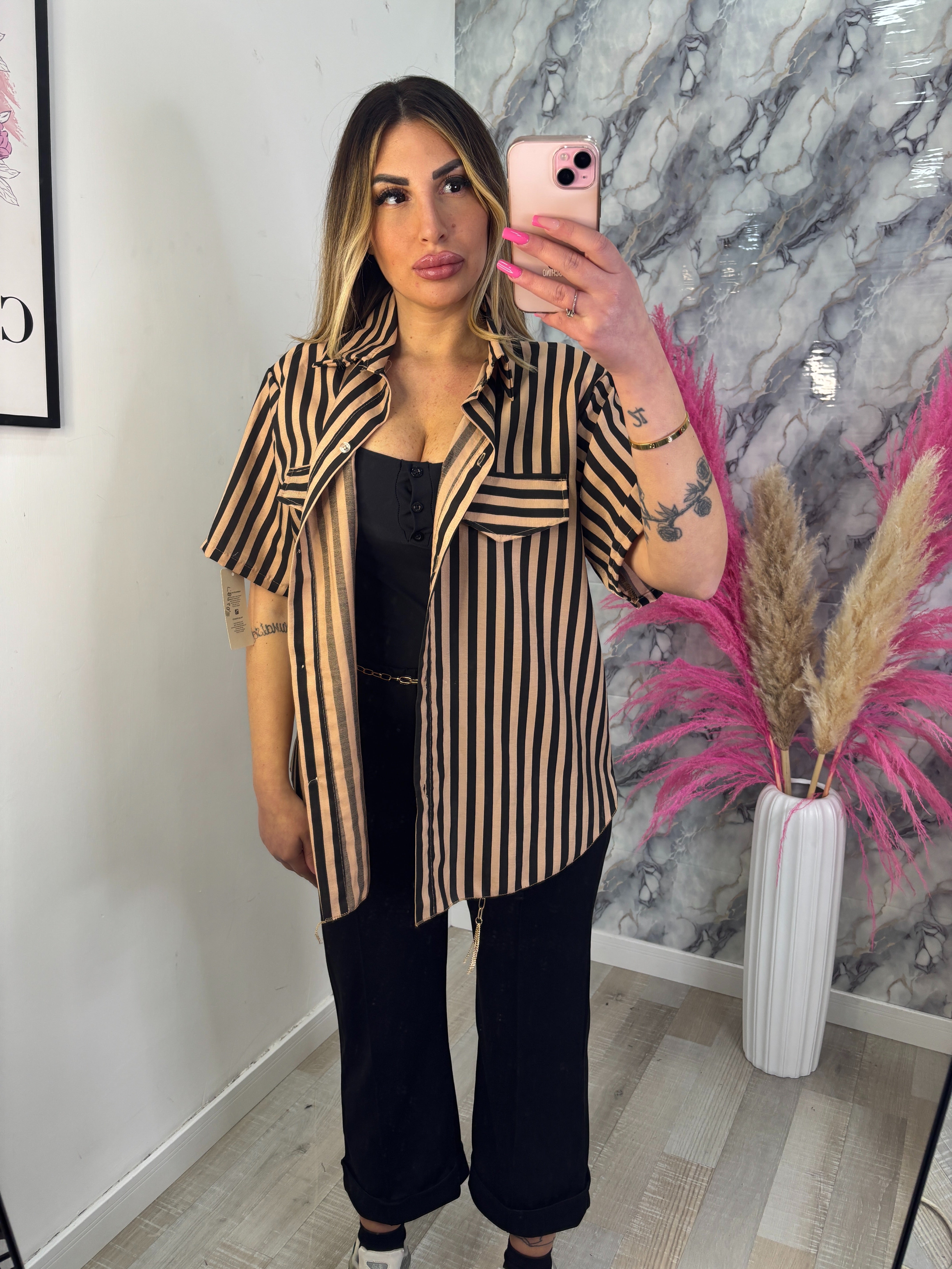 CAMICIA RIGHE NOCCIOLA