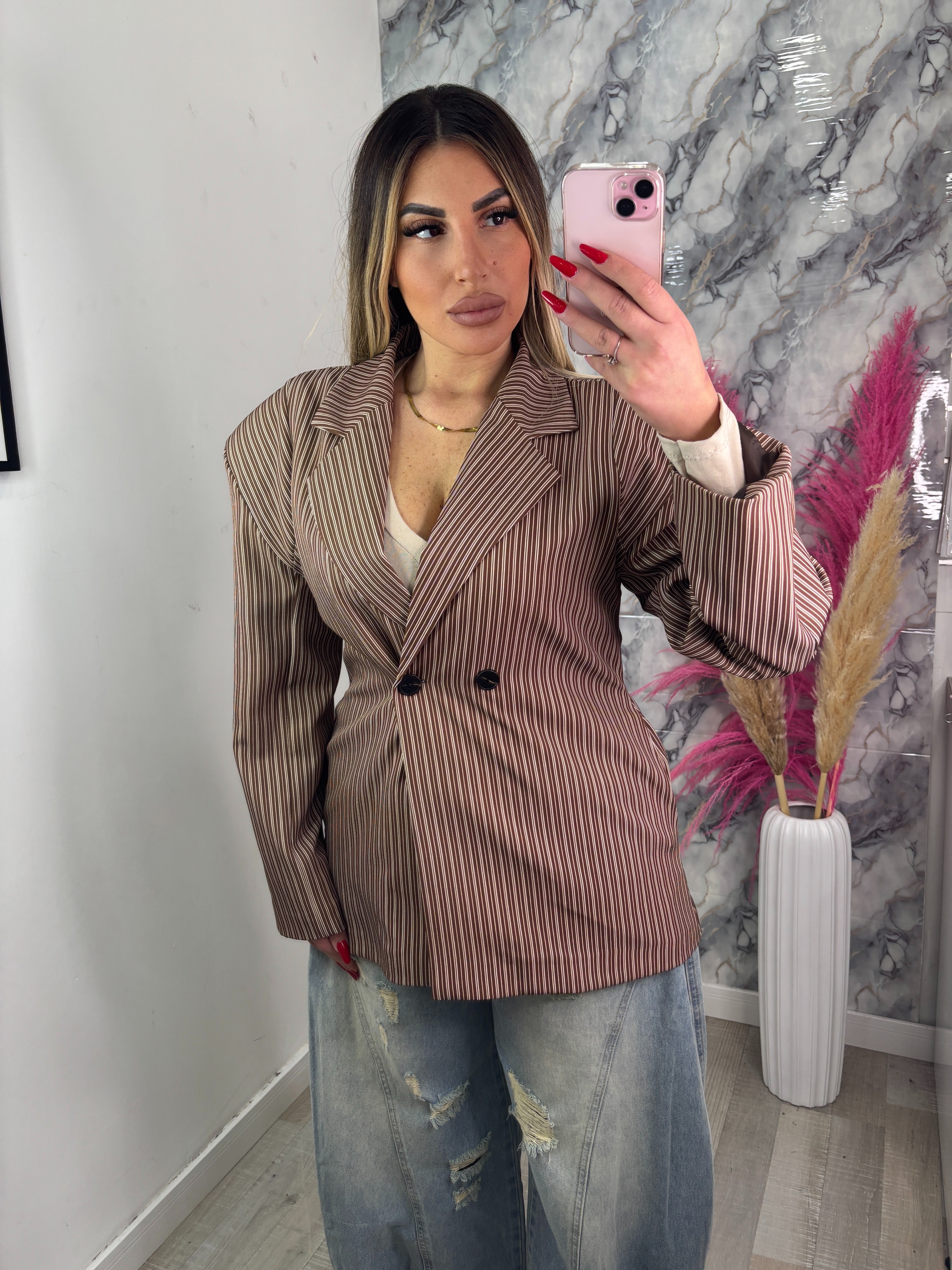 GIACCA RIGHE NOCCIOLA