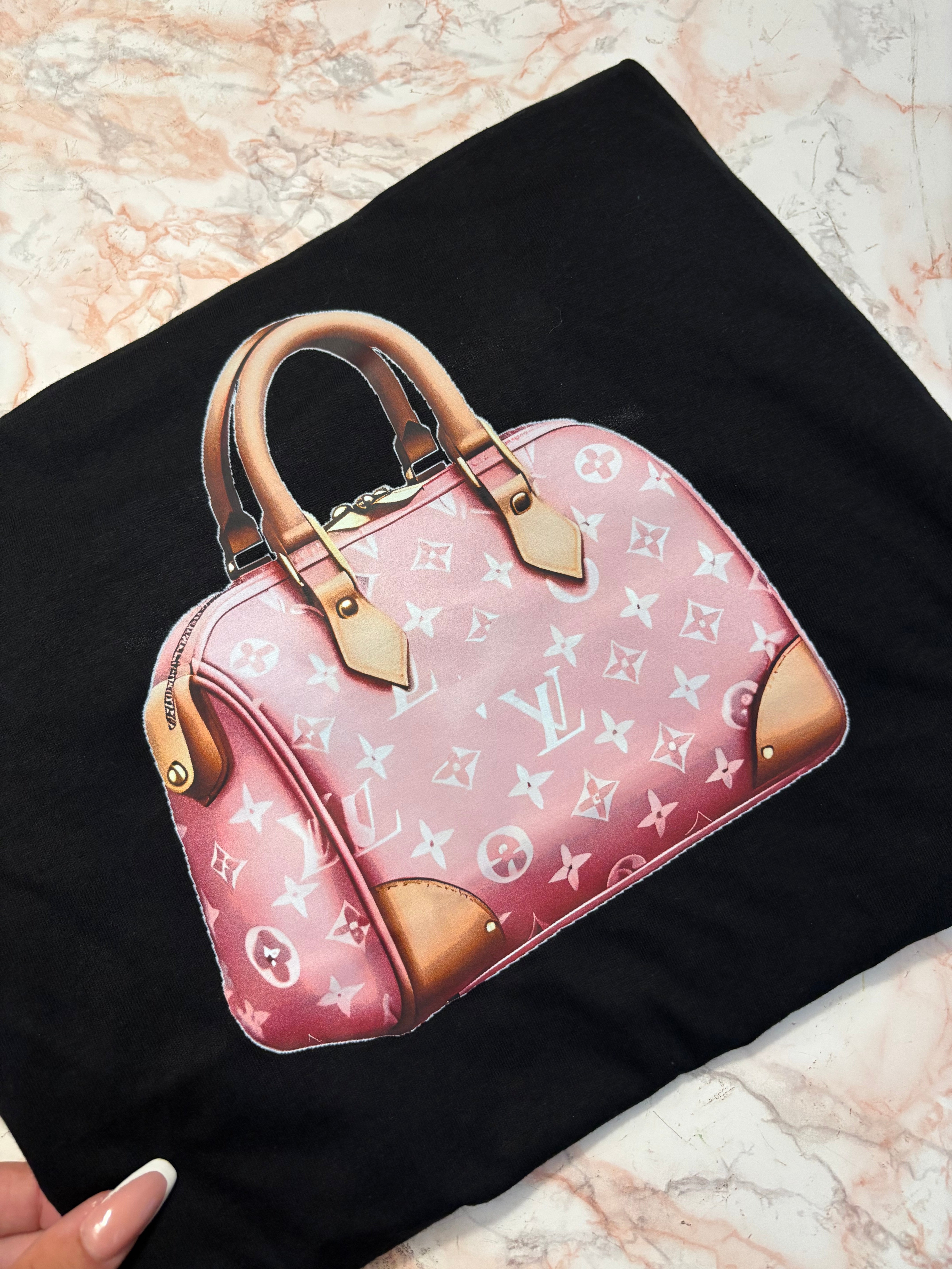 T-SHIRT LV BORSA ROSA