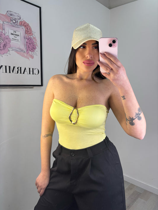 BODY CON FIBBIA GIALLO