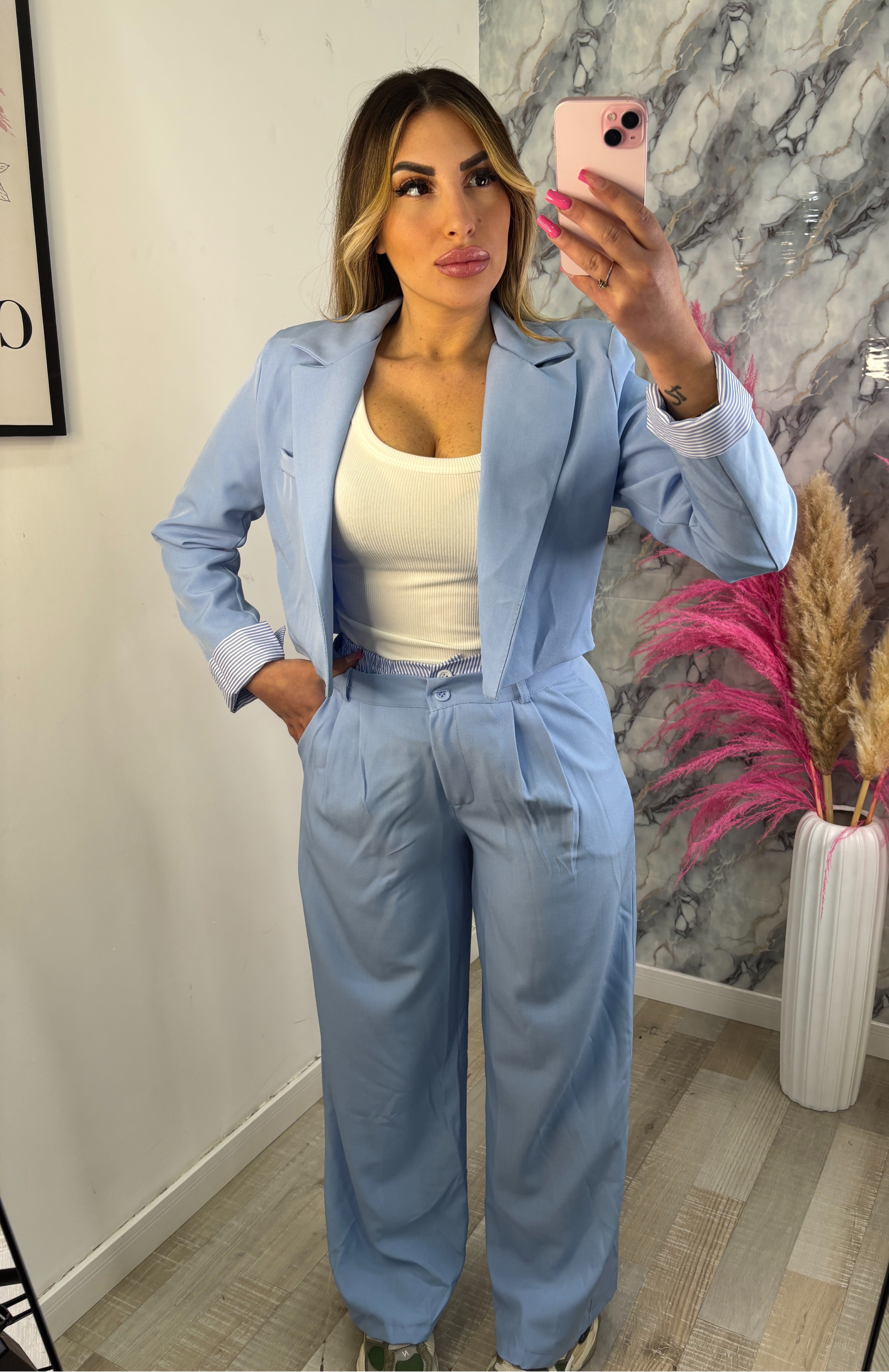 COORDINATO IDA CELESTE POLVERE