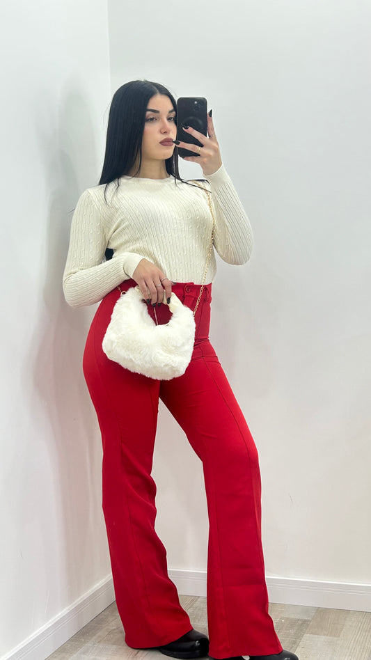 PANTALONE GAMBA LARGA ROSSO