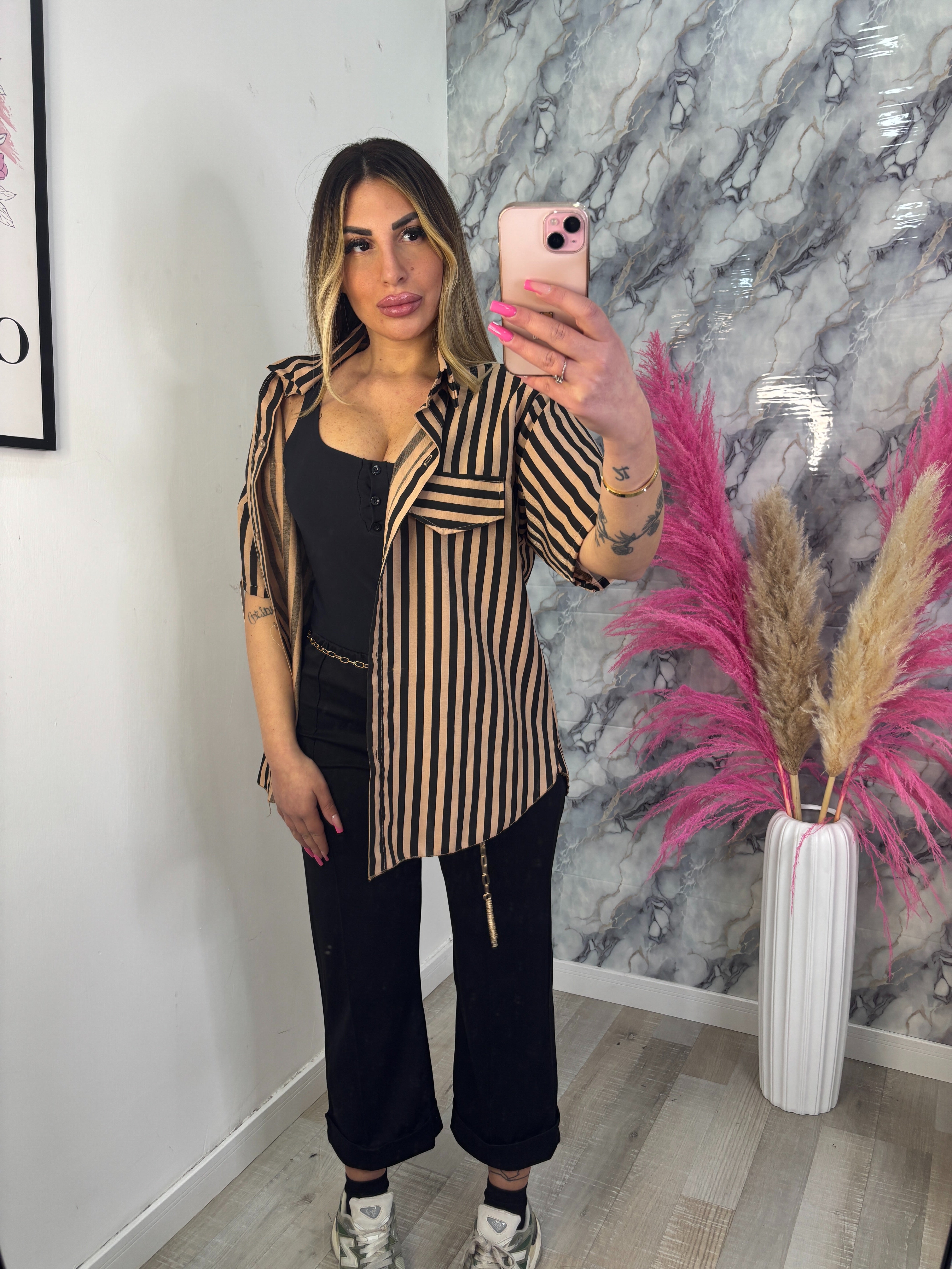 CAMICIA RIGHE NOCCIOLA