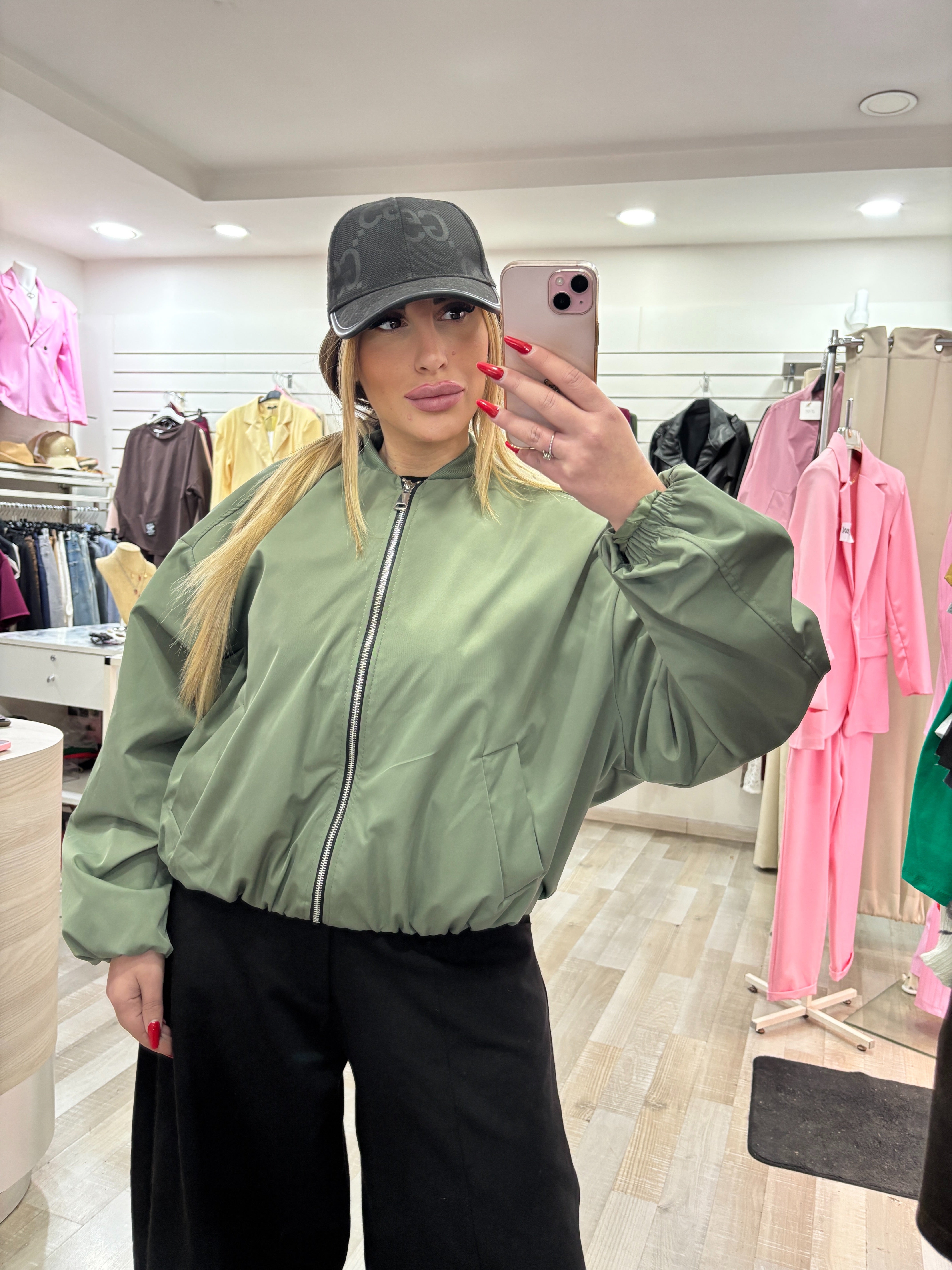 GIUBBINO PRIMAVERILE VERDE MILITARE