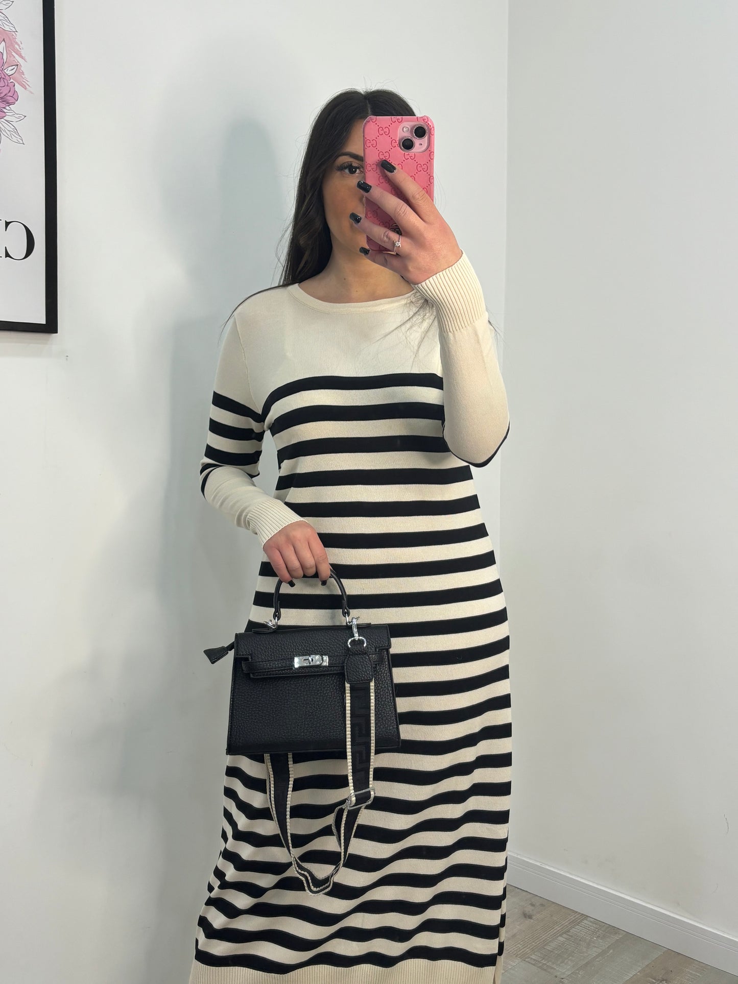 DRESS RIGHE PANNA E NERO