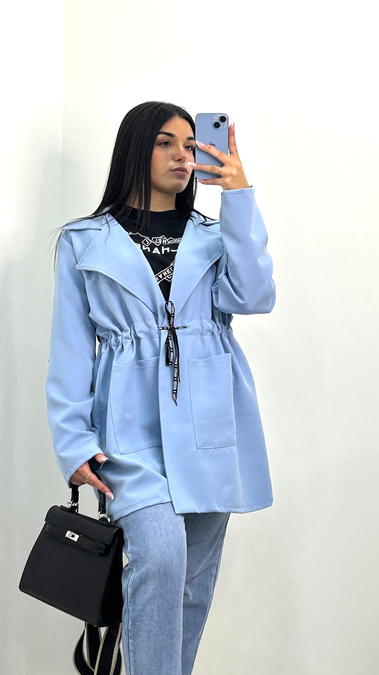 TRENCH AUTUNNALE CELESTE